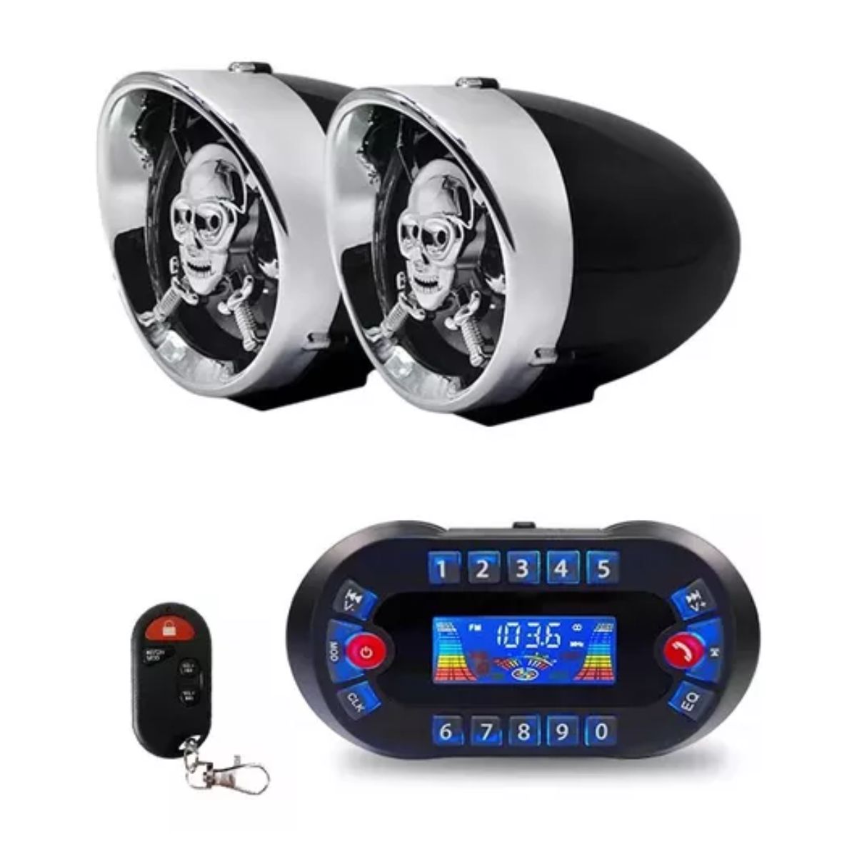 Estéreo Moto Bocinas Mp3 Usb Sd Bluetooth A Prueba De Agua negro