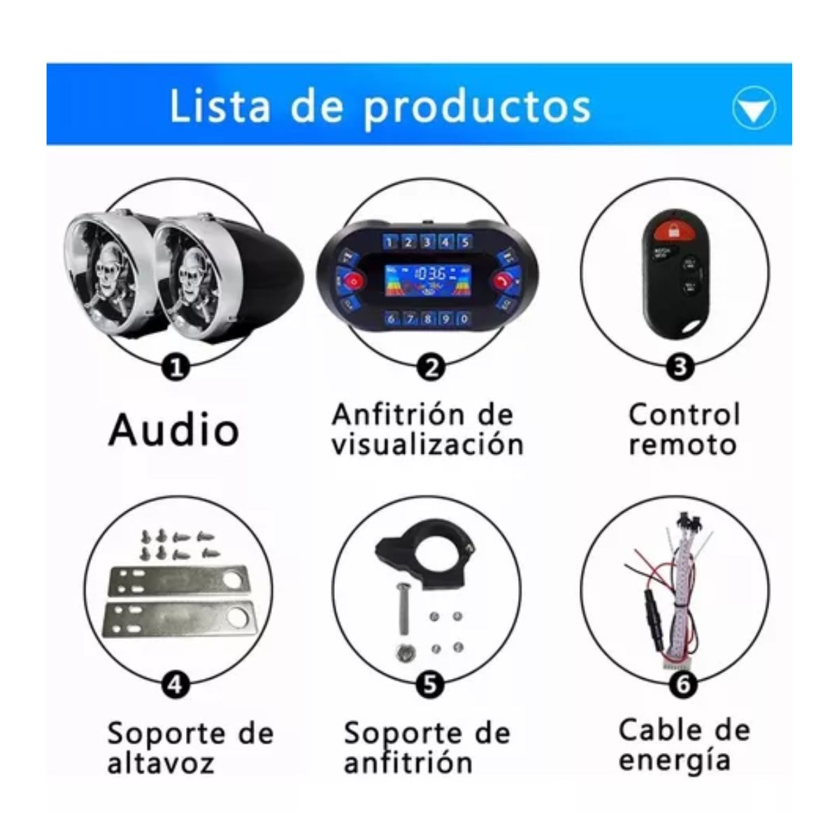 Estéreo Moto Bocinas Mp3 Usb Sd Bluetooth A Prueba De Agua negro