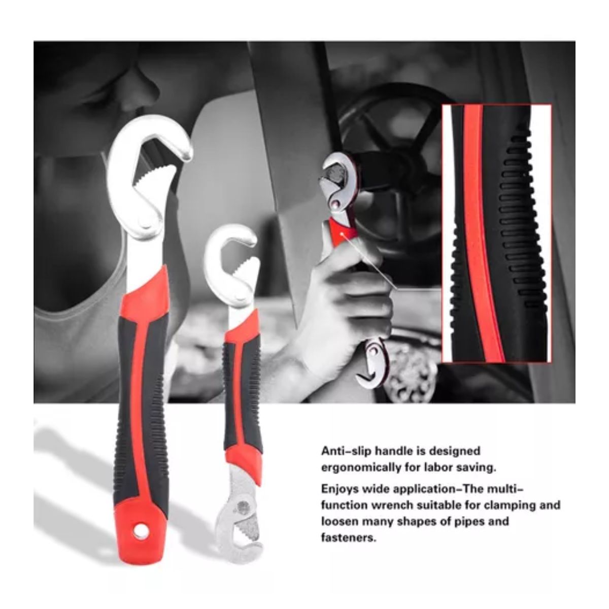 Llave Inglesa Universal 2pcs Ajustable Multiusos 8-32mm ROJO NEGRO