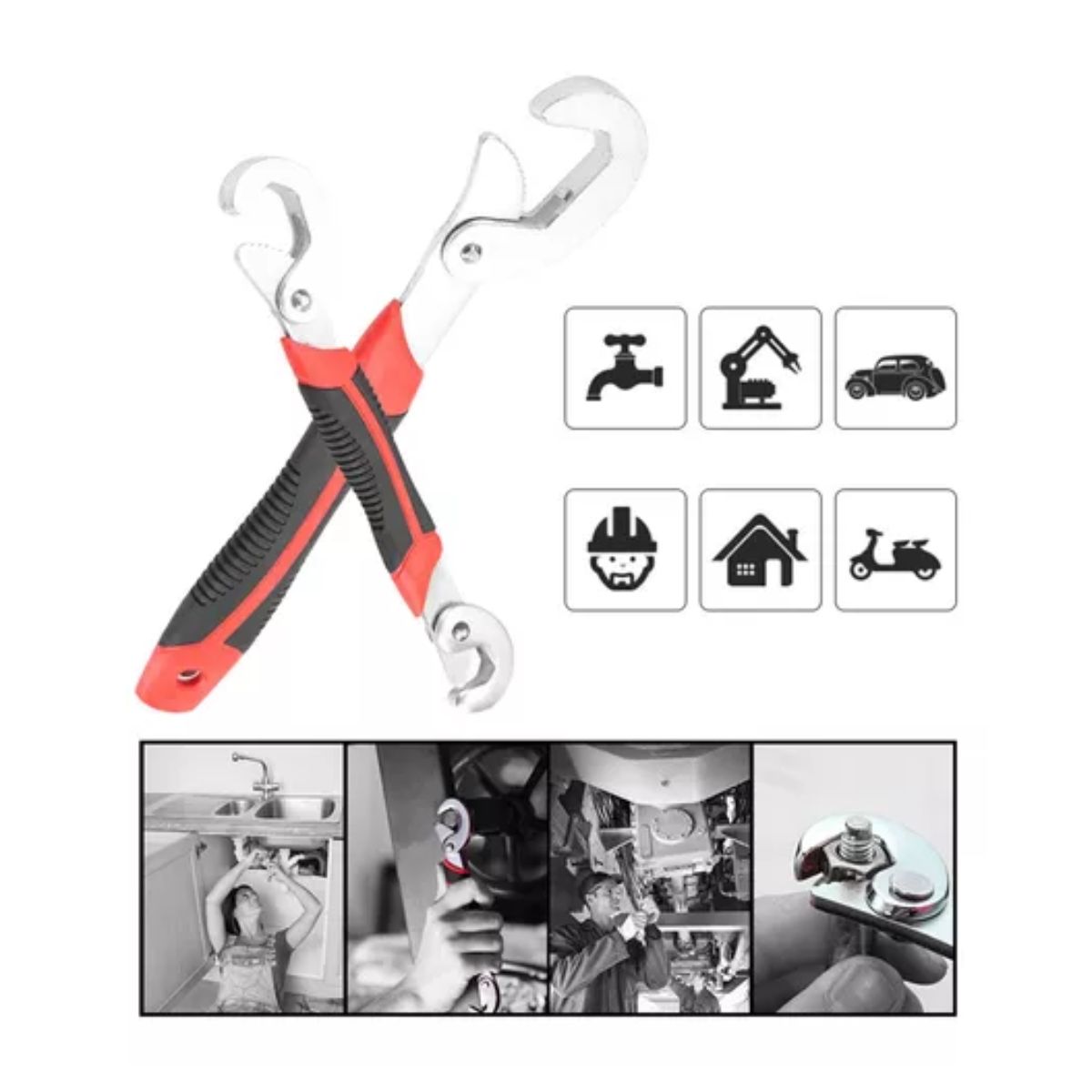 Llave Inglesa Universal 2pcs Ajustable Multiusos 8-32mm ROJO NEGRO