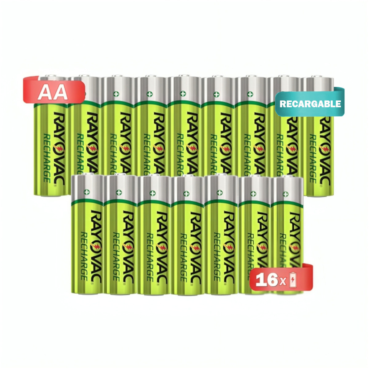 16 Pilas Baterias Recargables Rayovac Tamaño AA 1350 mAh.