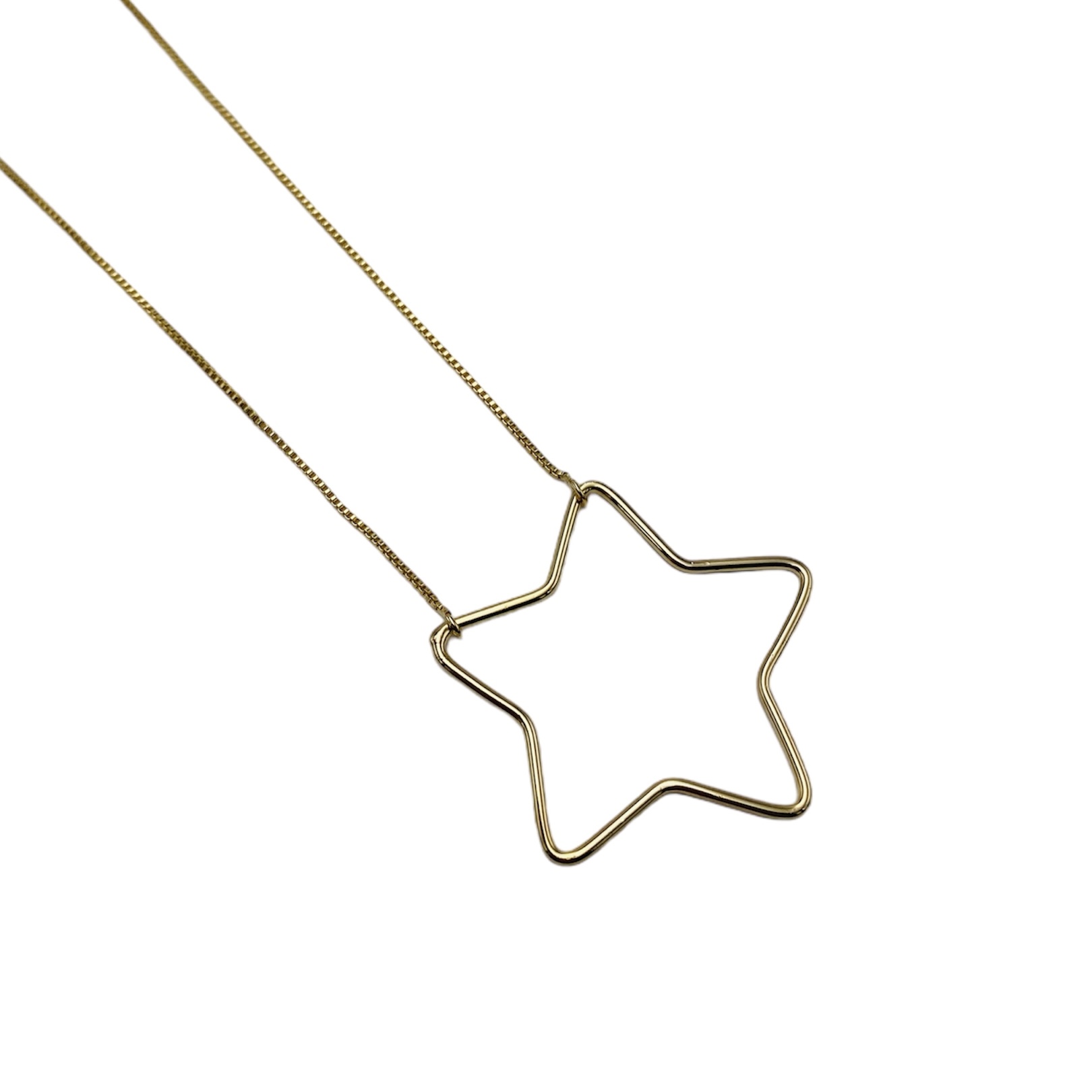 Cadena con Dije Estrella- Baño de oro 18K- Collar dorado.