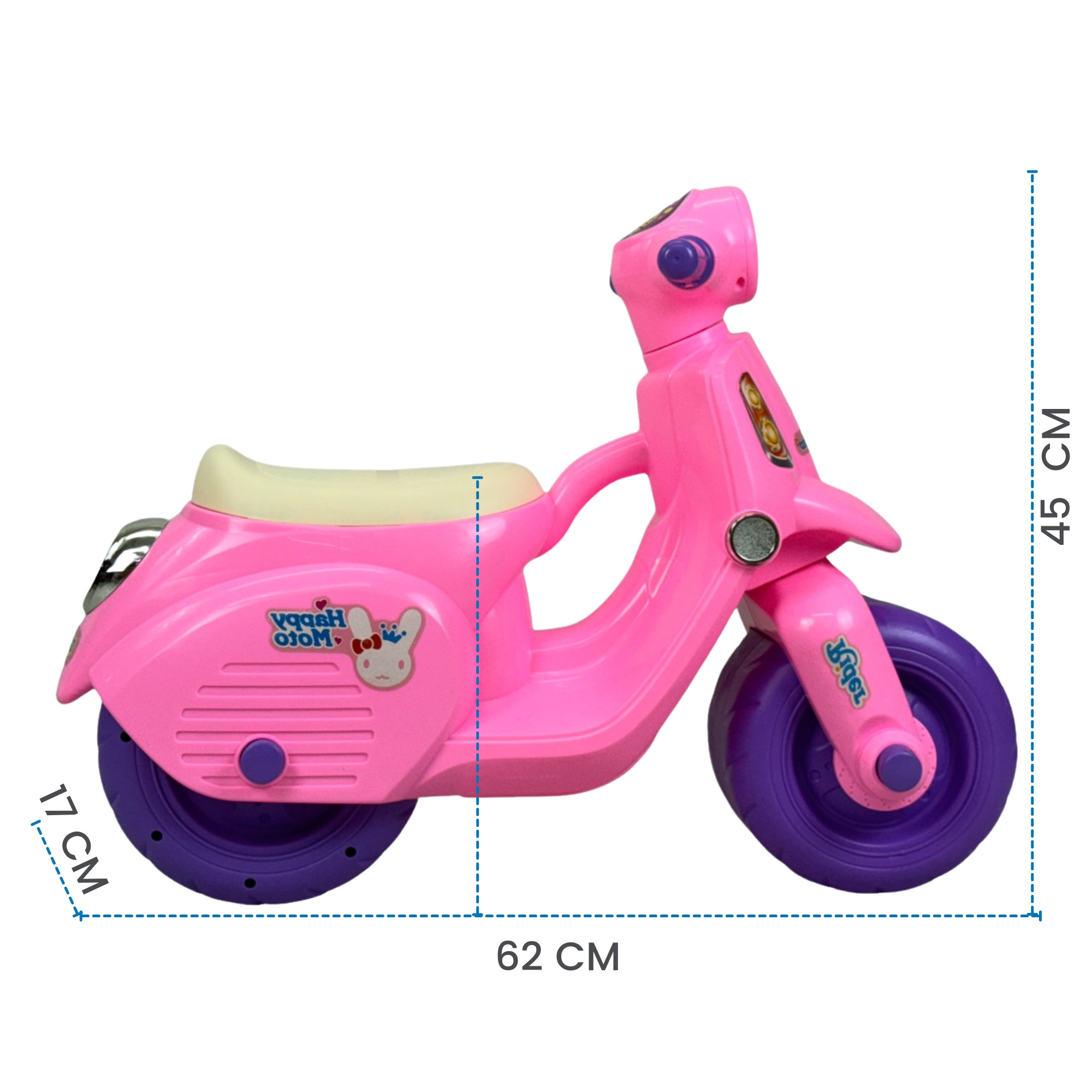 Montable para Niños Moto Correpasillos, largo 62 cm  - Rosa.
