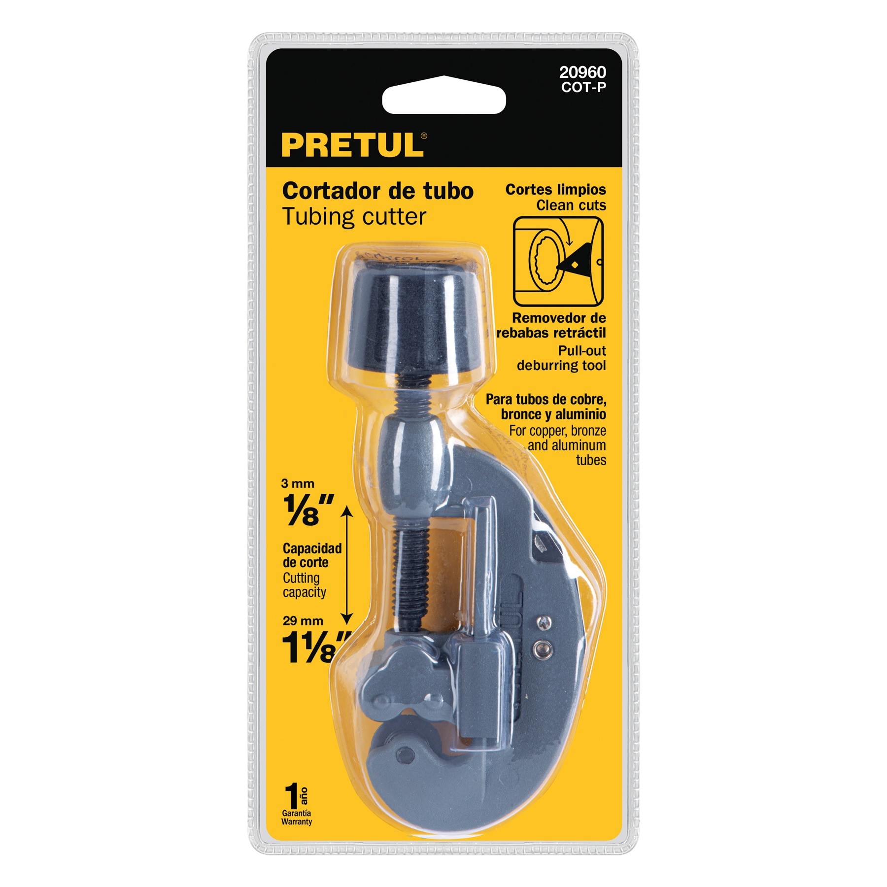 CORTADOR DE TUBO DE COBRE 1/8" A 1-1/8" CUCHILLA 17MM, PRETUL 20960