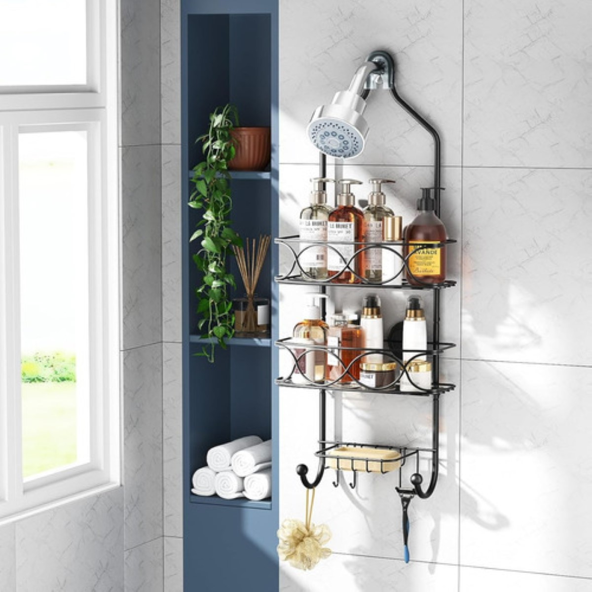 Organizadore Para Bano Cocina Pared Repisa Estante 3 Niveles negro
