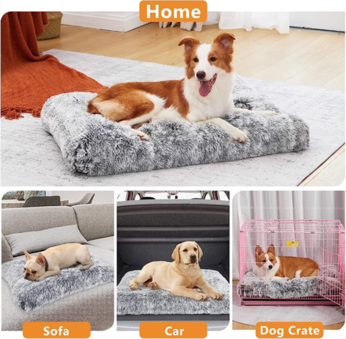 Cama Suave Para Mascotas De Gato Y Perro, Cuadrada gris