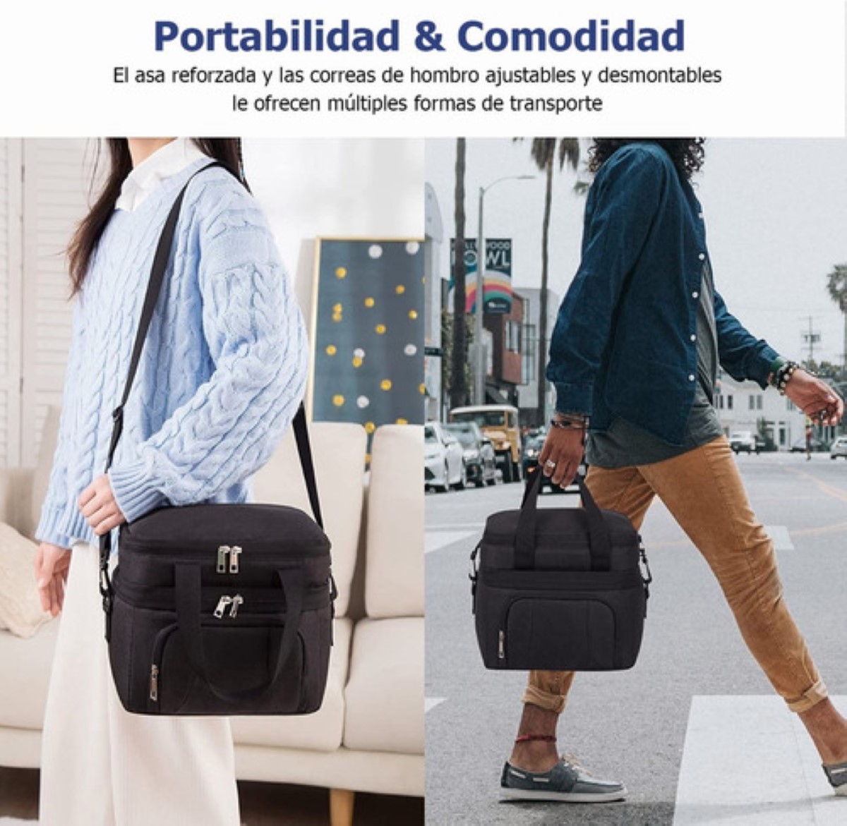 Loncheras Termicas Aislante De Gran Portátil negro