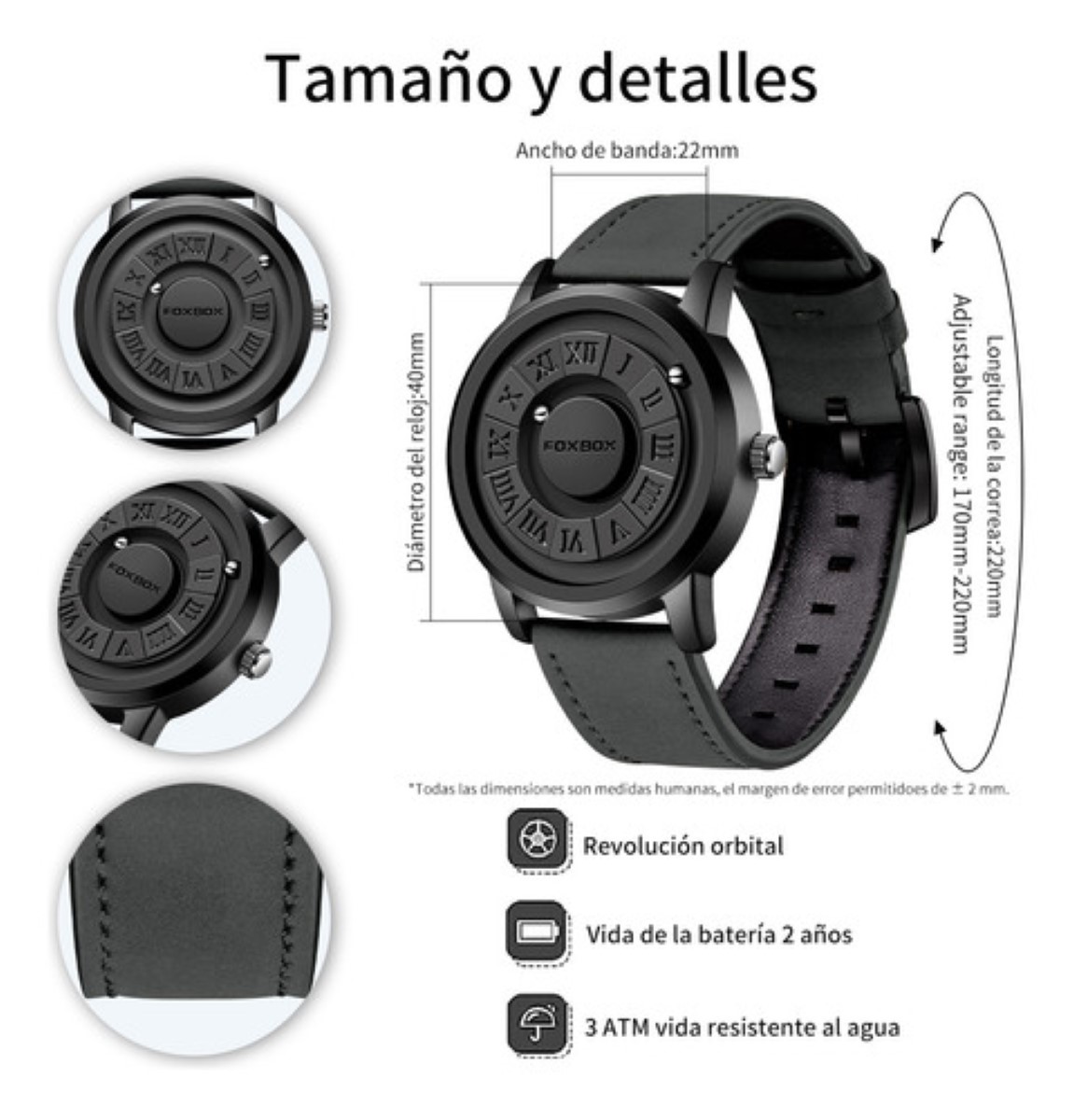 Reloj De Cuarzo Para Hombre, Moderno, Con Forma De Bola negro