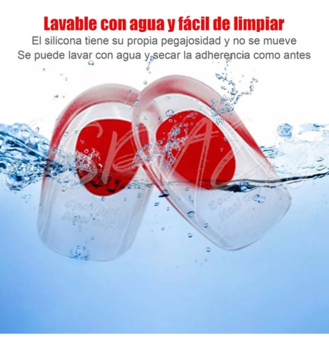 4 Par Talonera Espolón Plantillas Ortopédicas Gel Calcáneo ROJO