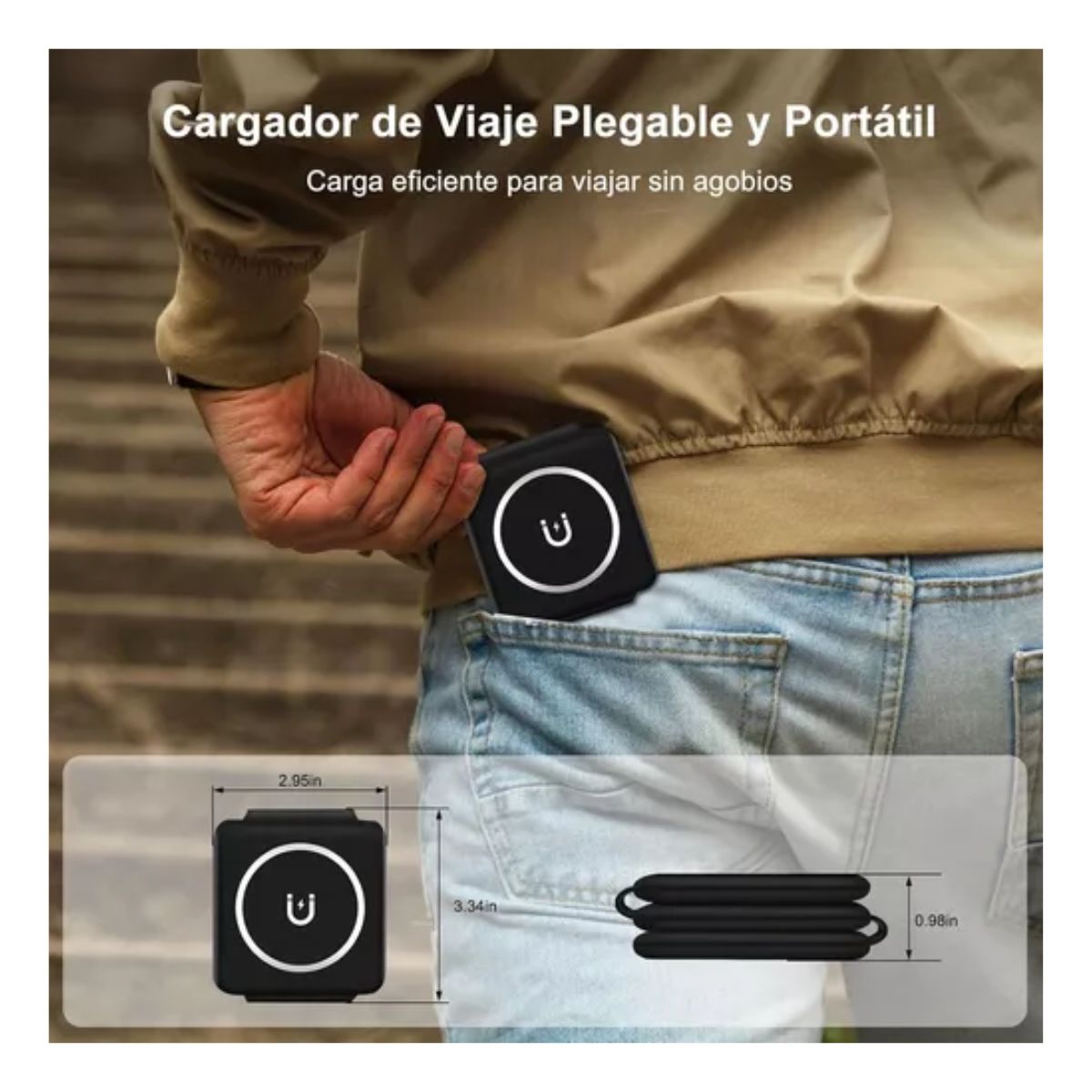 Cargador Inalámbrico 3 En 1 enviar Negro