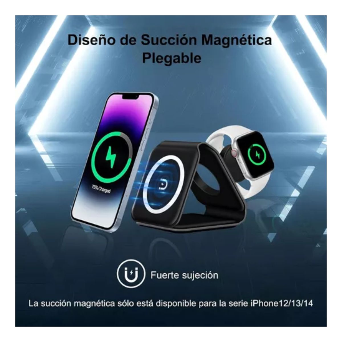 Cargador Inalámbrico 3 En 1 enviar Negro