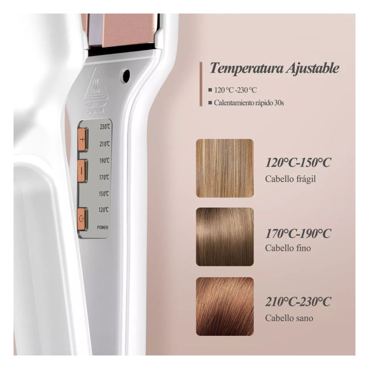 Plancha Para Cabello Profesional Cerâmica Infrarrojo 58mm Blanco
