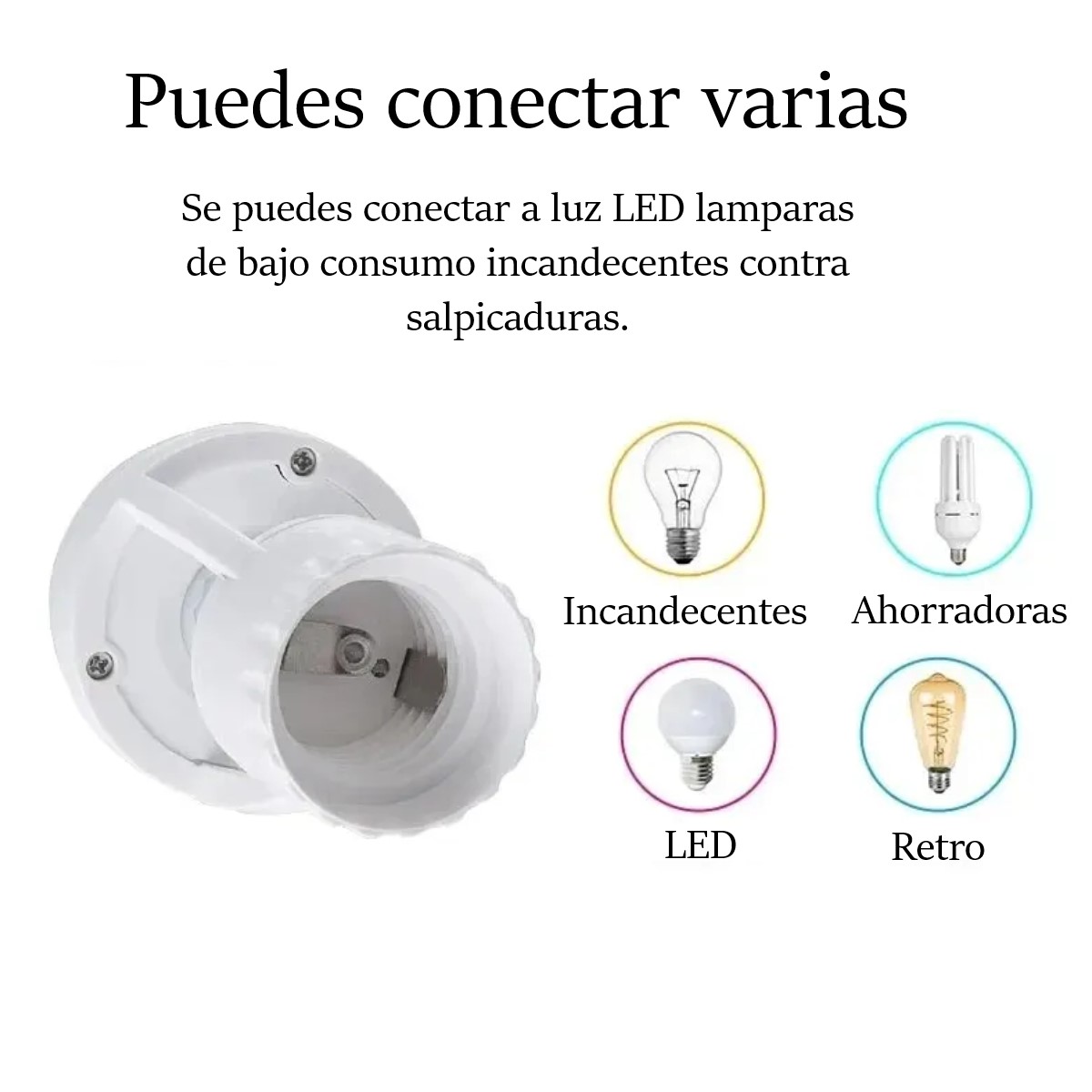 Socket Interruptor luz Sensor movimiento Base detectora E27 110V soporte lámpara foco led casa