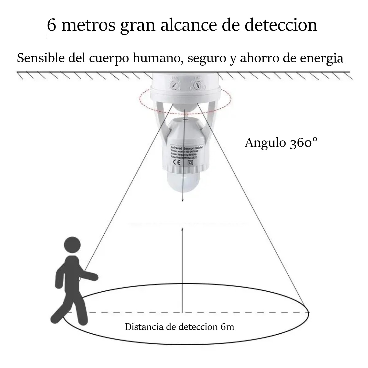 Socket Interruptor luz Sensor movimiento Base detectora E27 110V soporte lámpara foco led casa