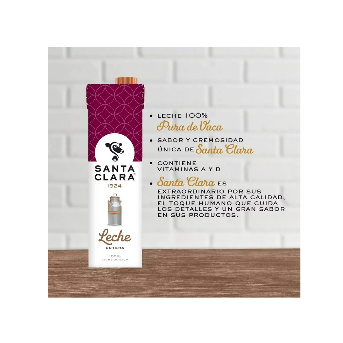 Leche Santa Clara Entera 6 Piezas de 1 litro