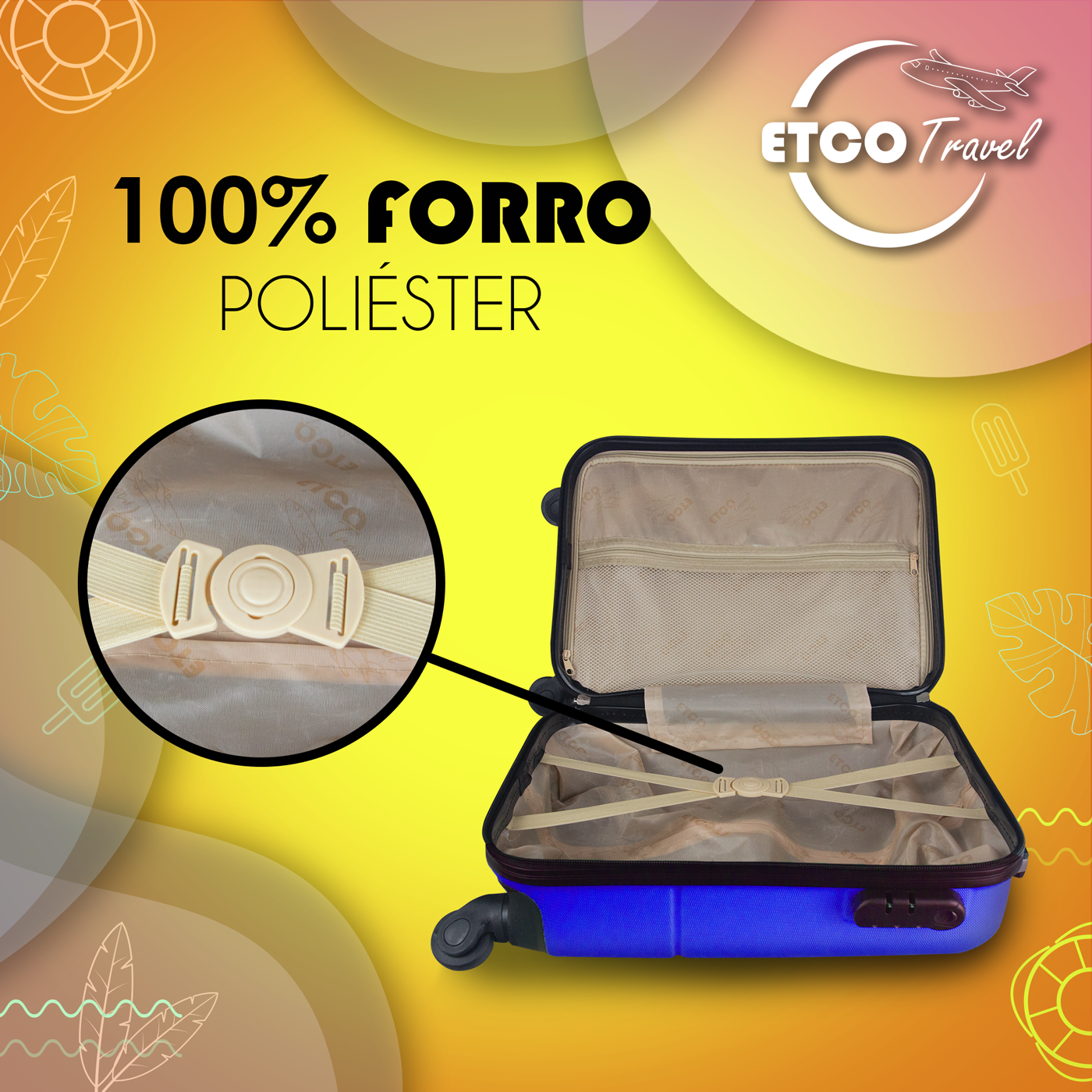 Maleta De Viaje Ligera 18 Pul Etco Travel Equipaje De Mano color Azul Rey Avion Ruedas 360 Barata