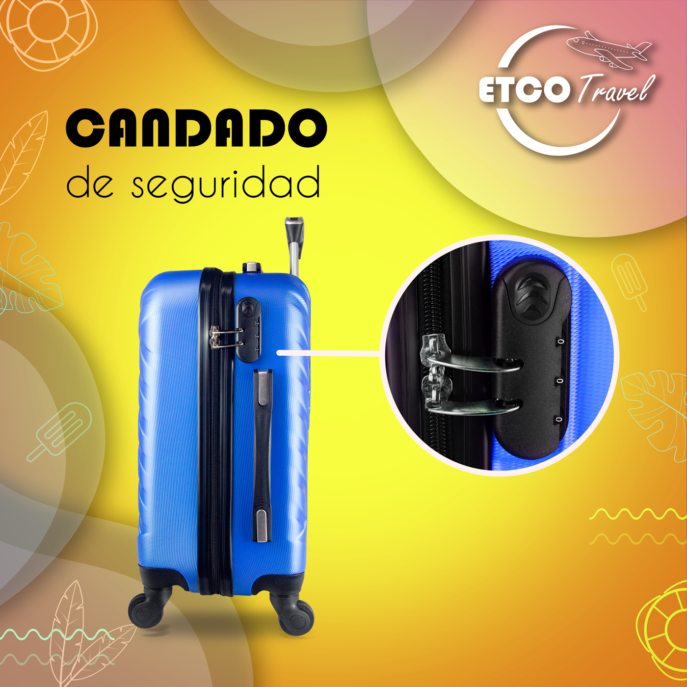 Maleta De Viaje Ligera 18 Pul Etco Travel Equipaje De Mano color Azul Rey Avion Ruedas 360 Barata