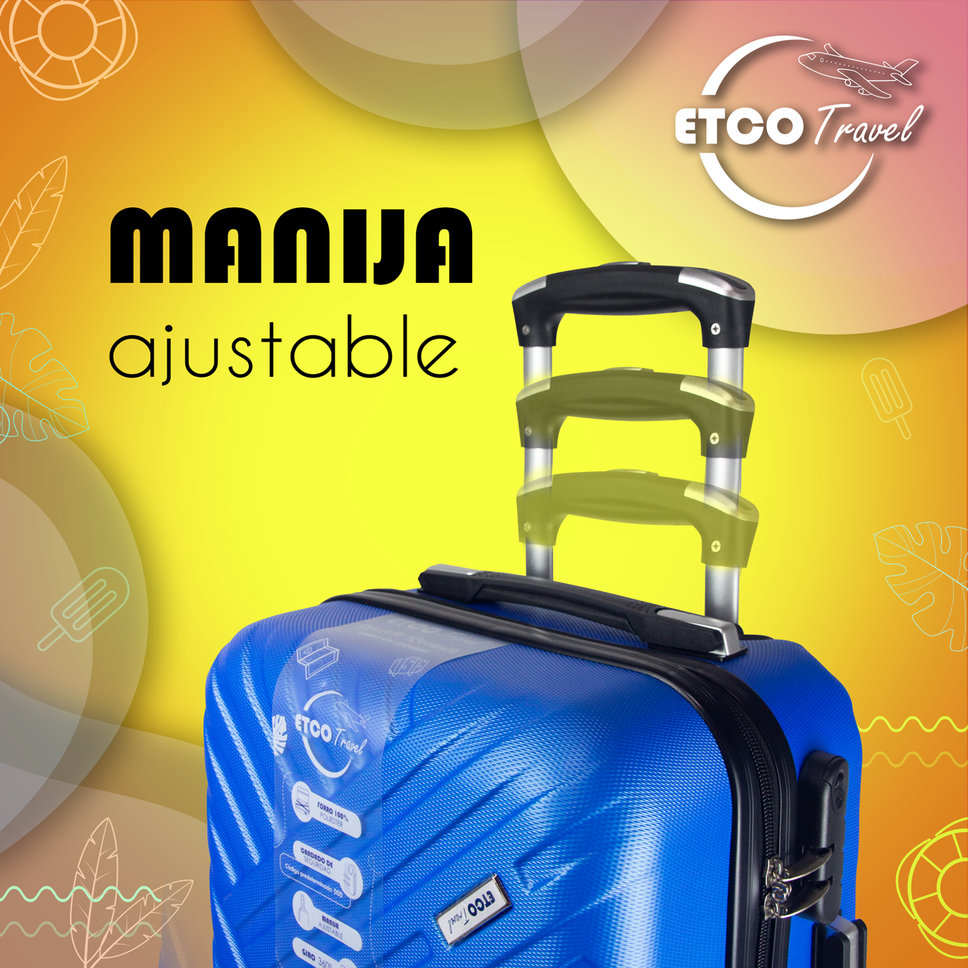 Maleta De Viaje Ligera 18 Pul Etco Travel Equipaje De Mano color Azul Rey Avion Ruedas 360 Barata