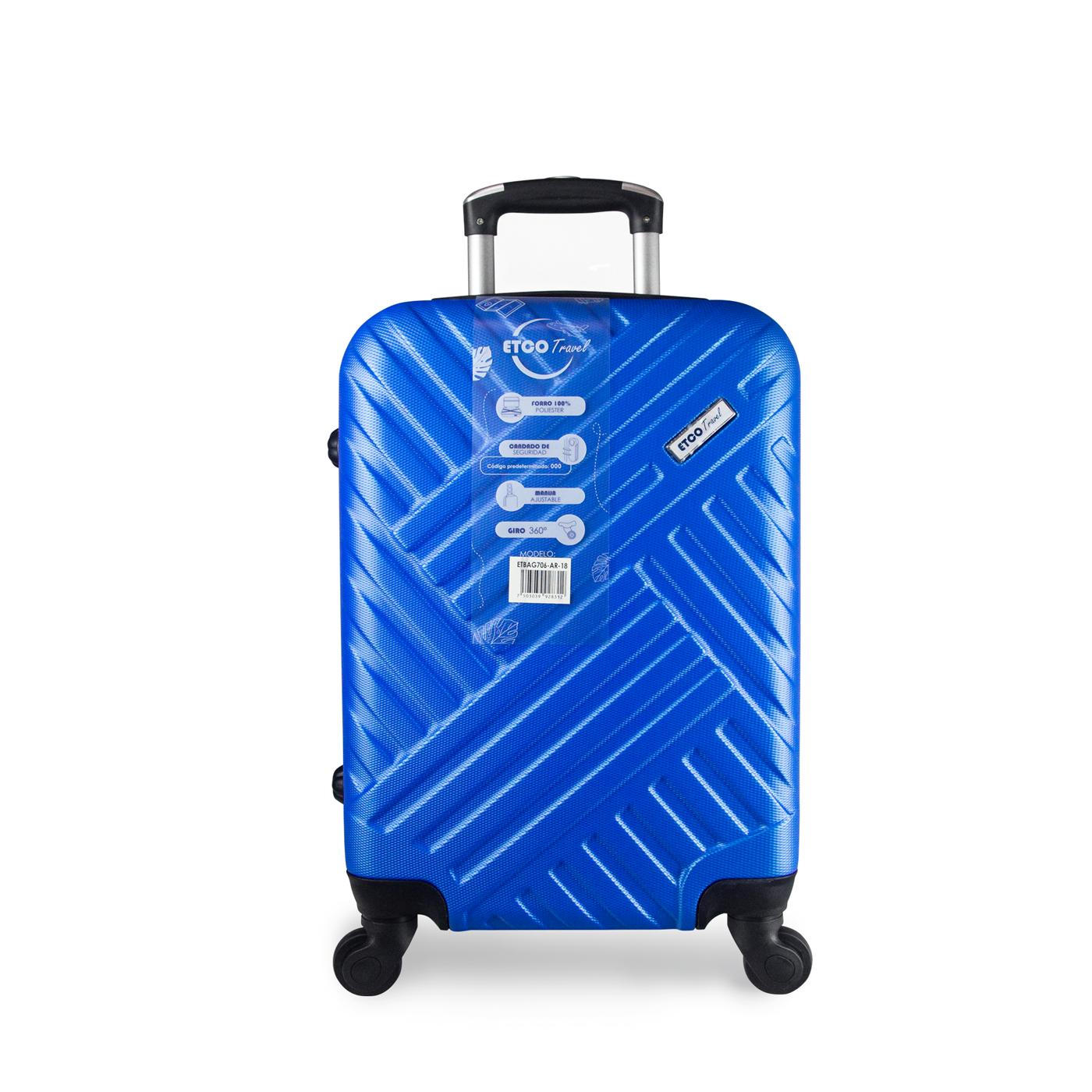 Maleta De Viaje Ligera 18 Pul Etco Travel Equipaje De Mano color Azul Rey Avion Ruedas 360 Barata