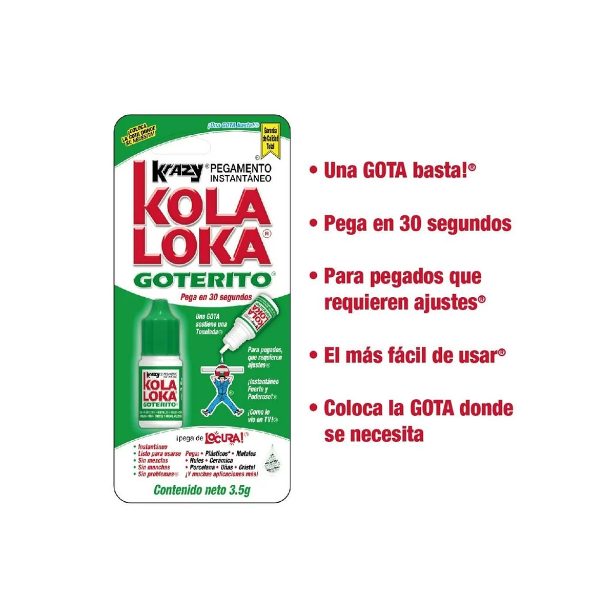 Pegamento Kola Loka Paquete con 5 Goteritos de 3.5 gramos c/u