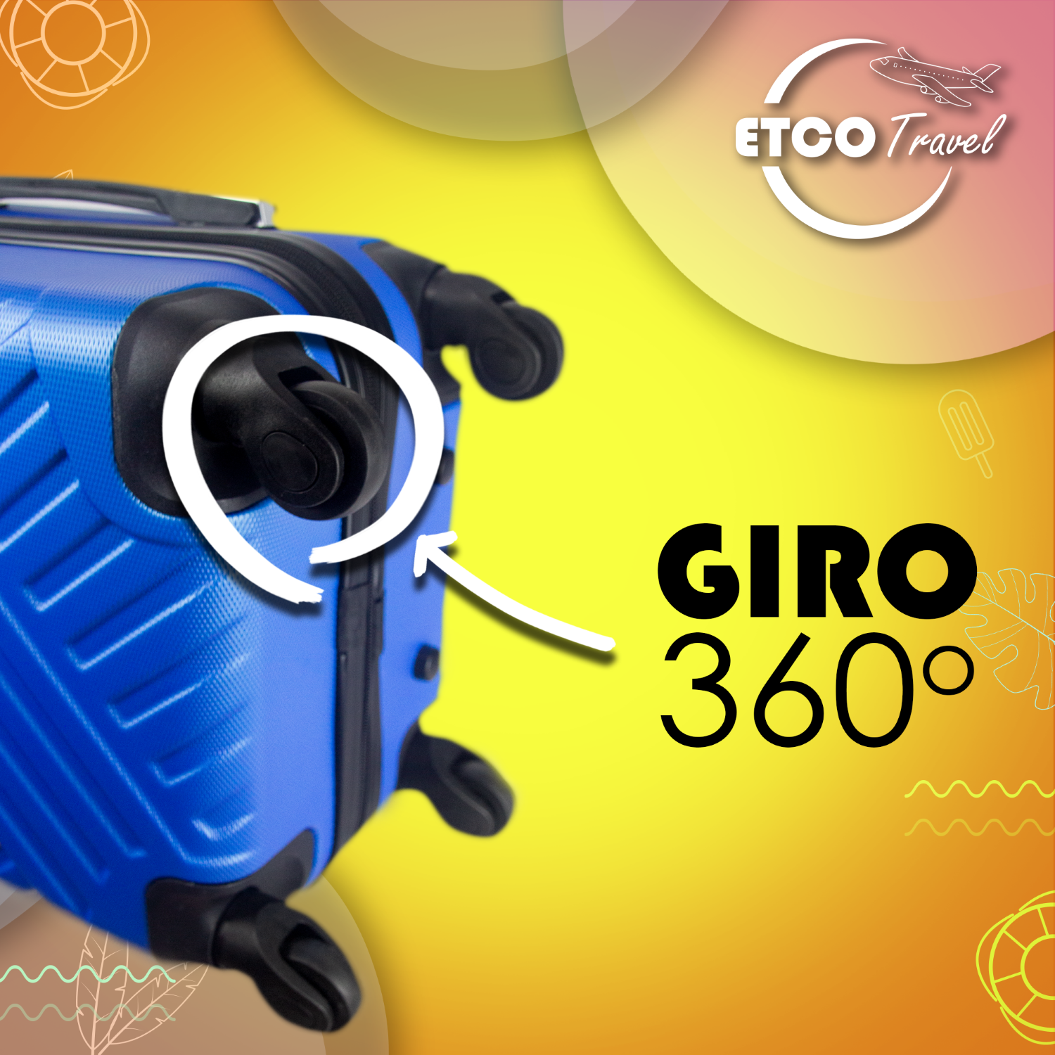 Maleta De Viaje Ligera 18 Pul Etco Travel Equipaje De Mano color Azul Rey Avion Ruedas 360 Barata