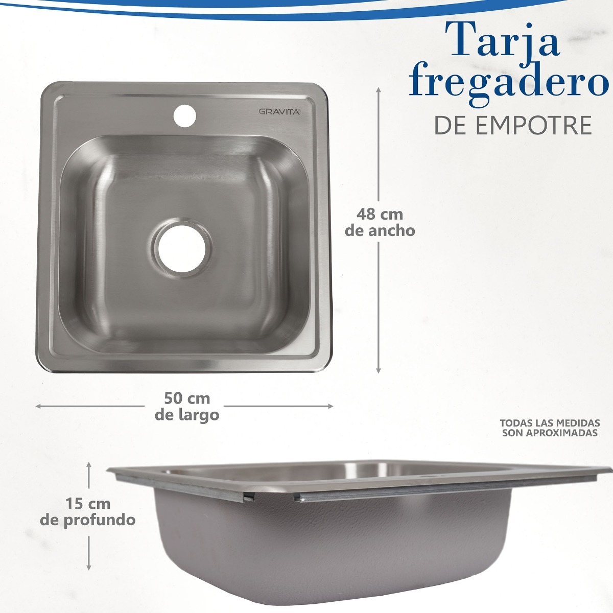 Tarja fregadero empotre  marca Gravita