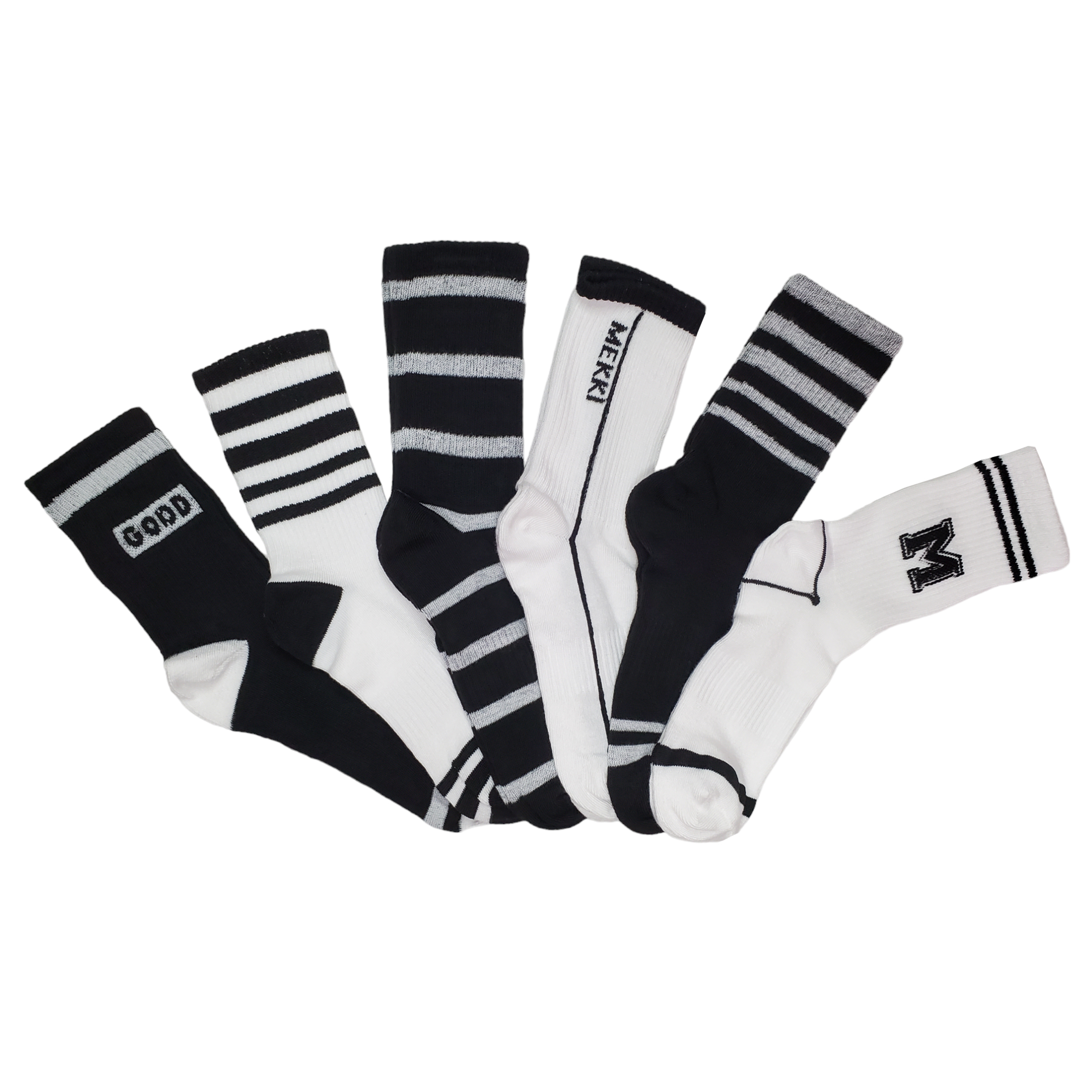 Calcetas Tin Largo Blanco Y Negro Moda Urbana 6 Pares