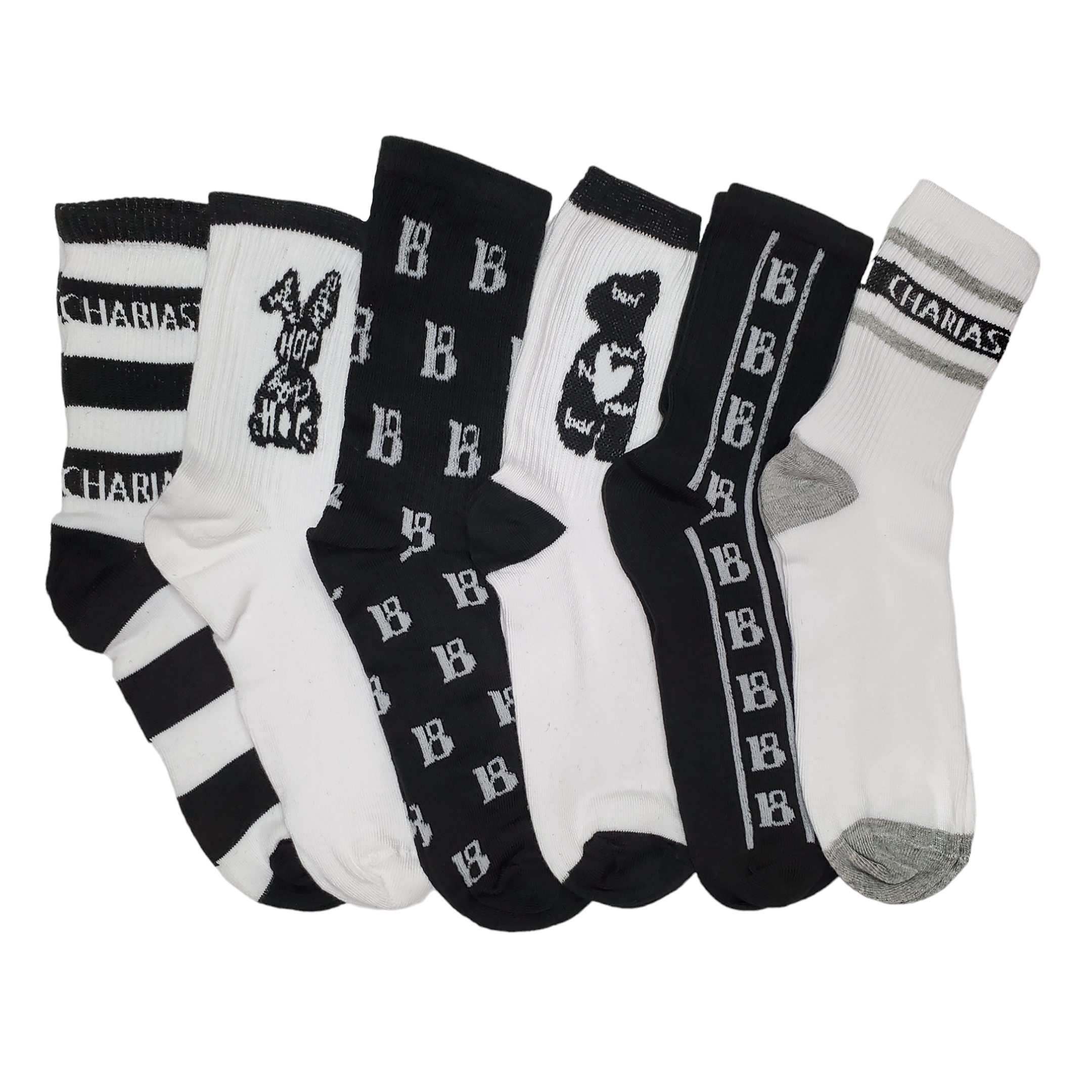 Calcetas Tin Largo Blanco Y Negro Moda Urbana 3 Pares