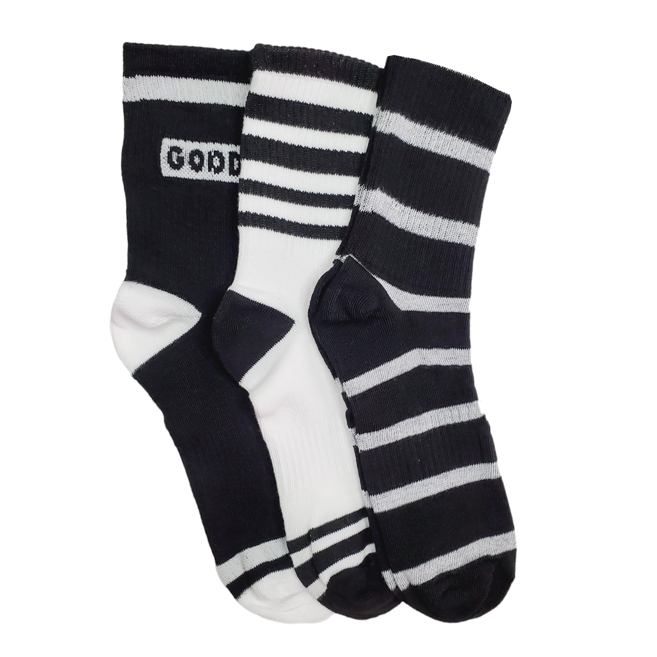 Calcetas Tin Largo Blanco Y Negro Moda Urbana 3 Pares