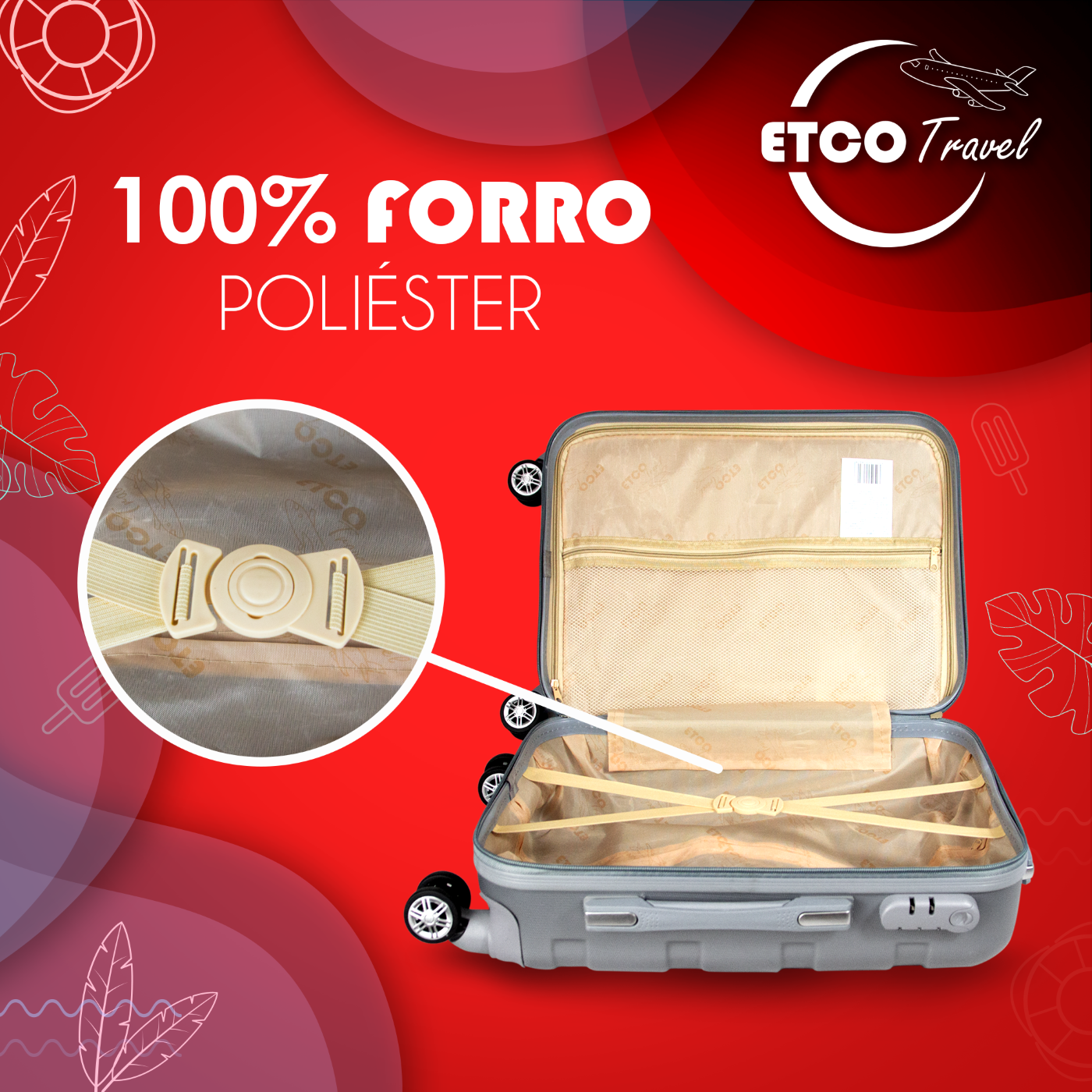 Maleta De Viaje Ligera 19 Pul Etco Travel Equipaje De Mano color Gris Plata Avion Ruedas 360 Barata