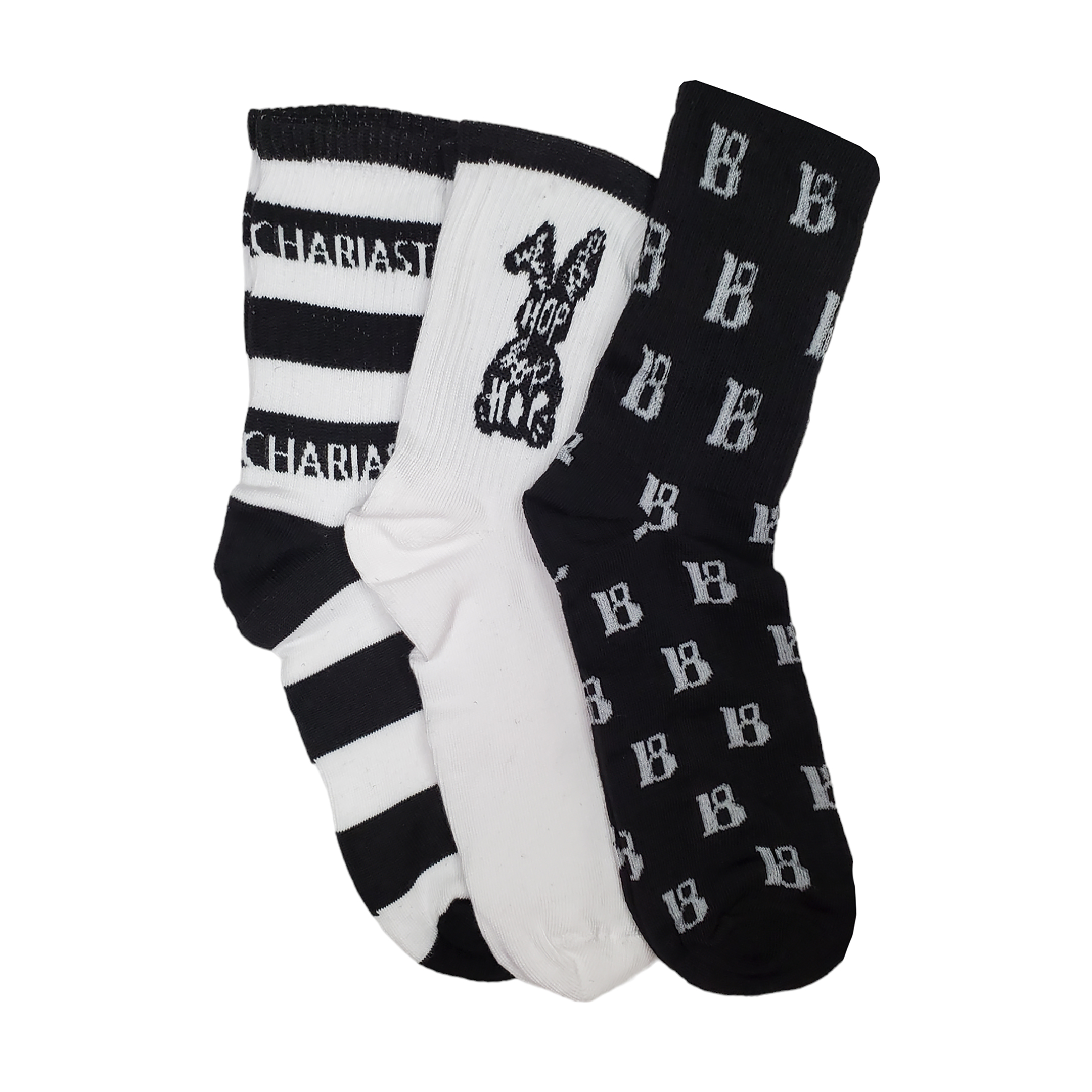 Calcetas Tin Largo Blanco Y Negro Moda Urbana 3 Pares