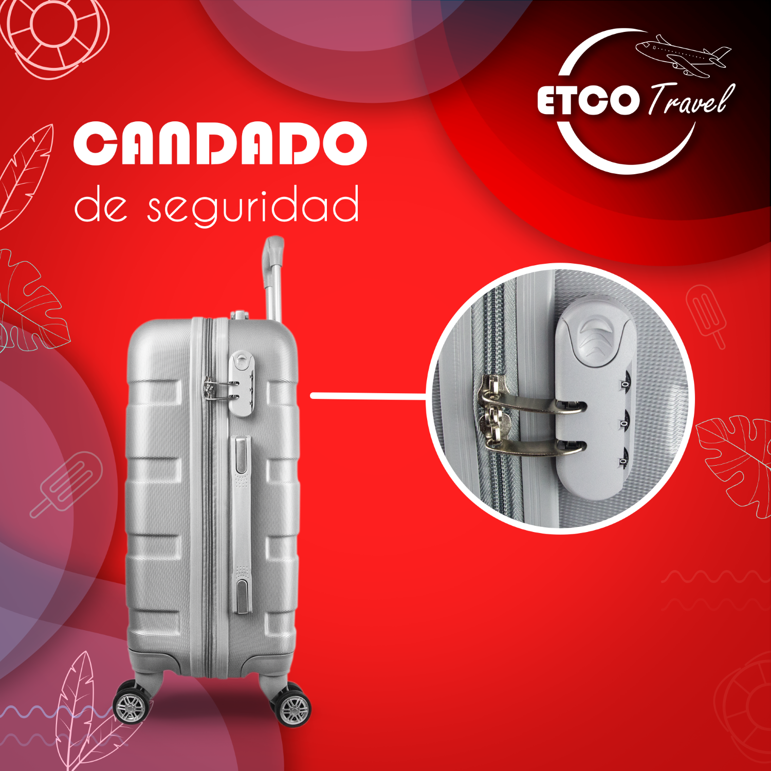 Maleta De Viaje Ligera 19 Pul Etco Travel Equipaje De Mano color Gris Plata Avion Ruedas 360 Barata