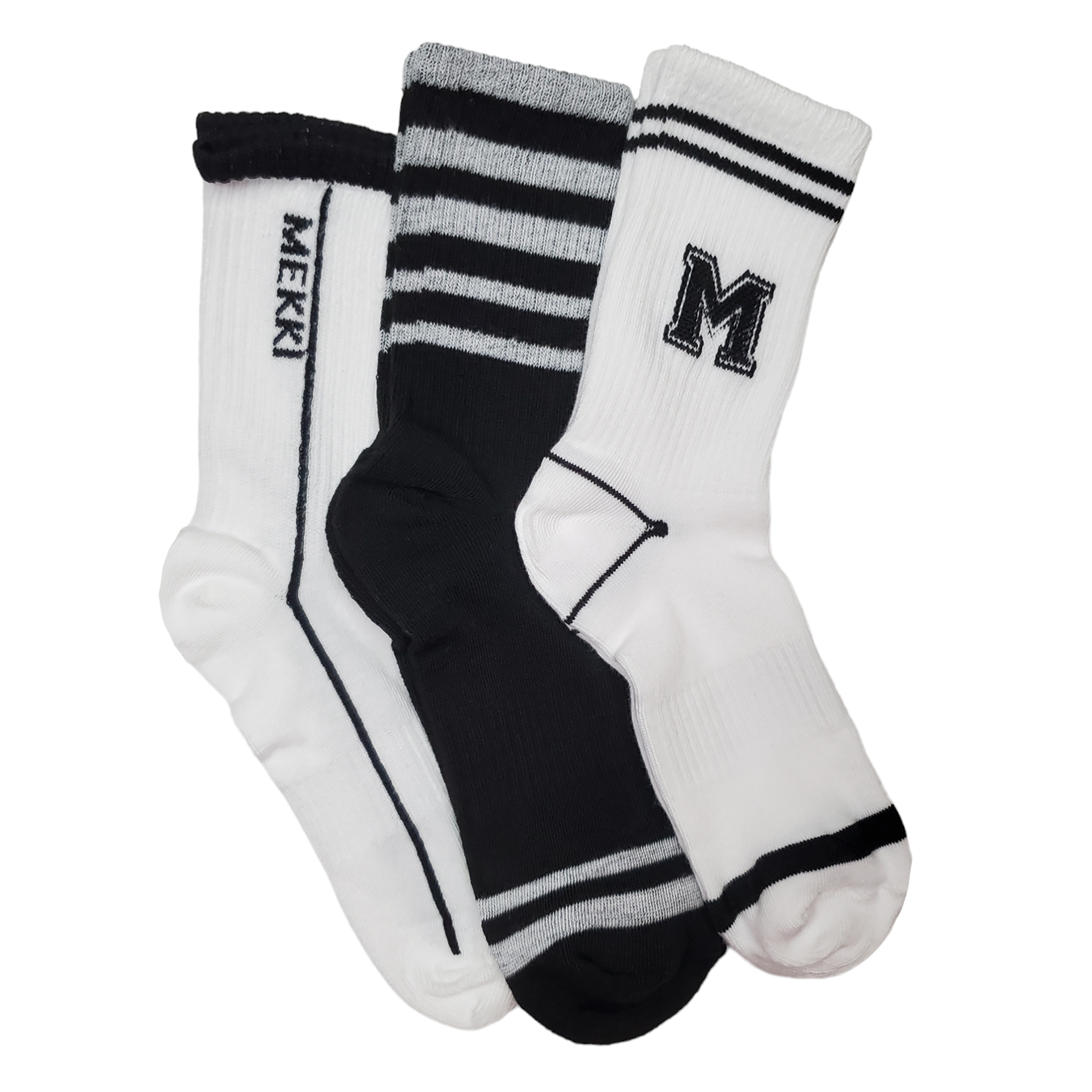 Calcetas Tin Largo Blanco Y Negro Moda Urbana 3 Pares