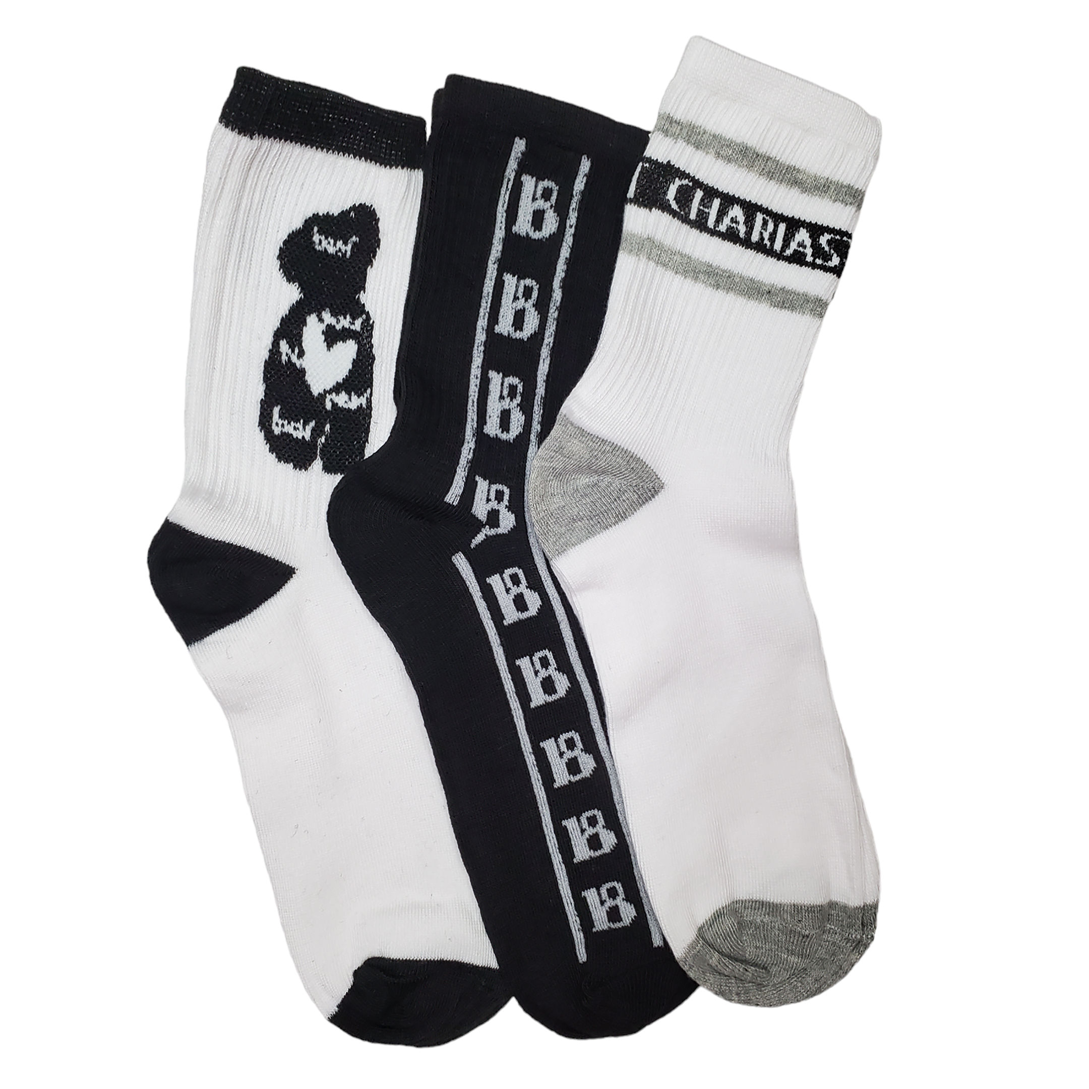 Calcetas Tin Largo Blanco Y Negro Moda Urbana 3 Pares