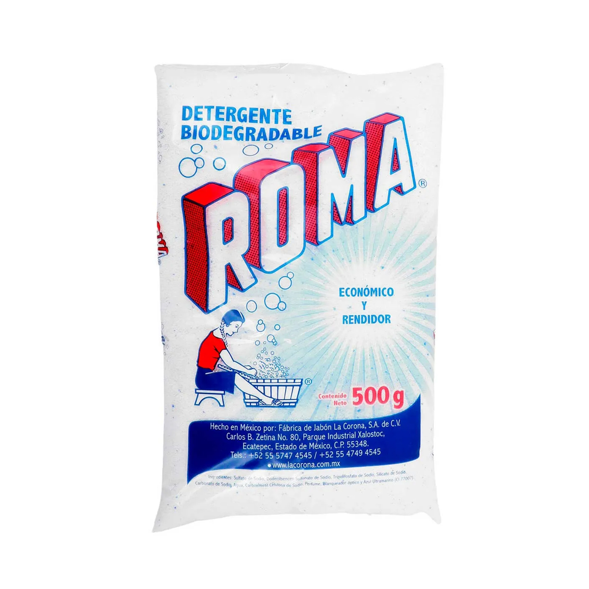 Roma Biodegradable en Polvo para Ropa Caja con 20 piezas de 500 gramos c/u