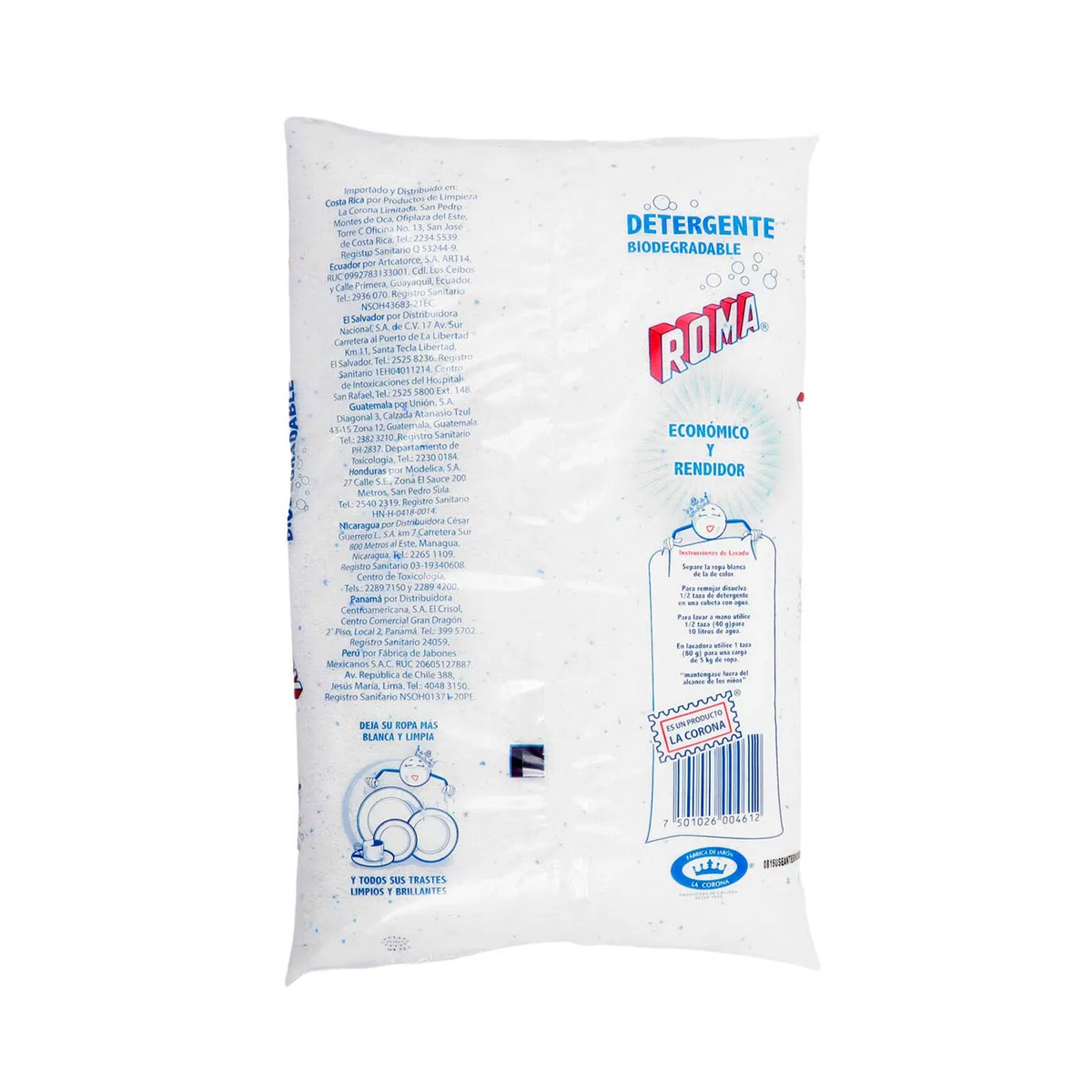 Roma Biodegradable en Polvo para Ropa Caja con 20 piezas de 500 gramos c/u