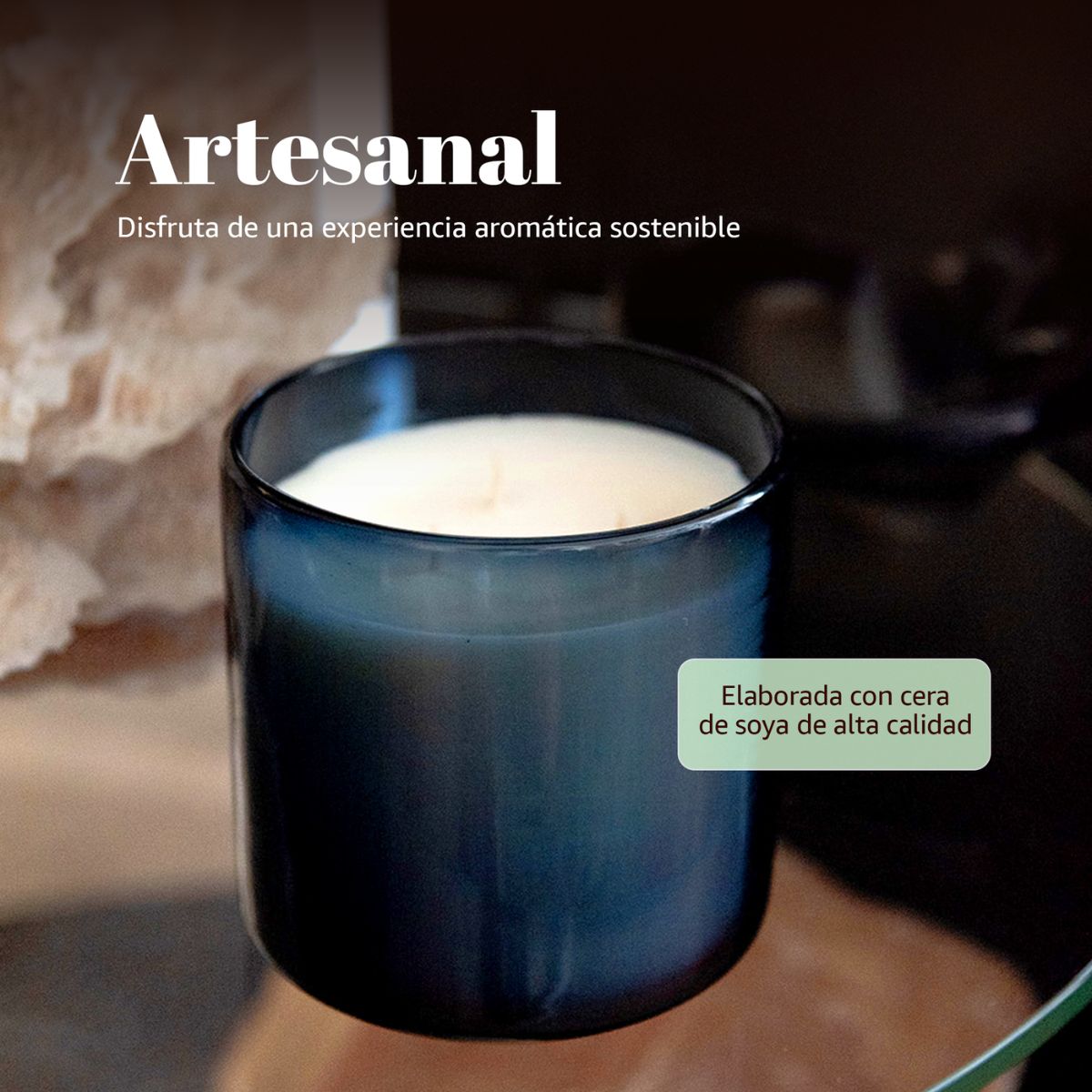 Vela Aromatica de Cera de Soya 100% Artesanal - Miel de Fuego - Aroma Toronja y Menta