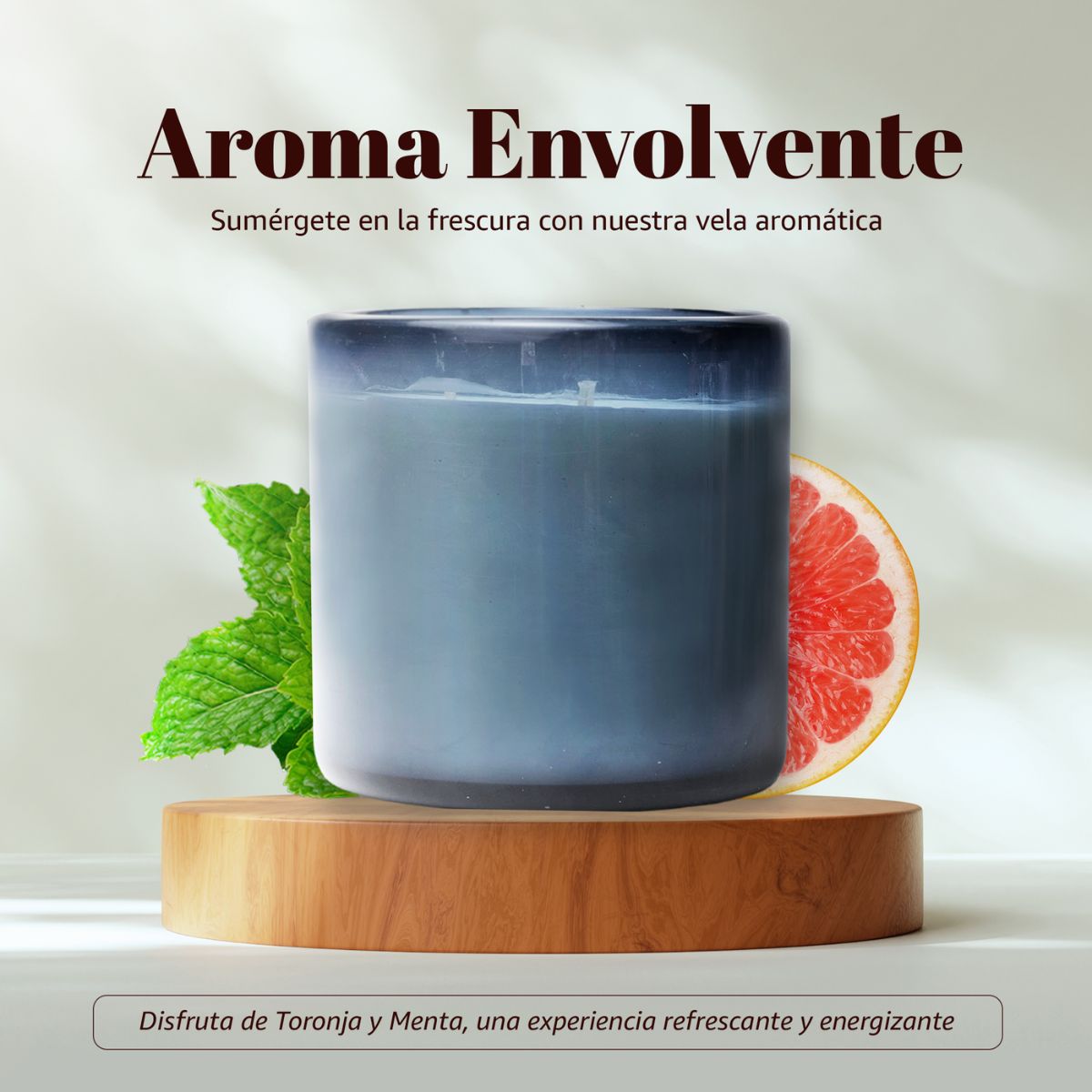 Vela Aromatica de Cera de Soya 100% Artesanal - Miel de Fuego - Aroma Toronja y Menta