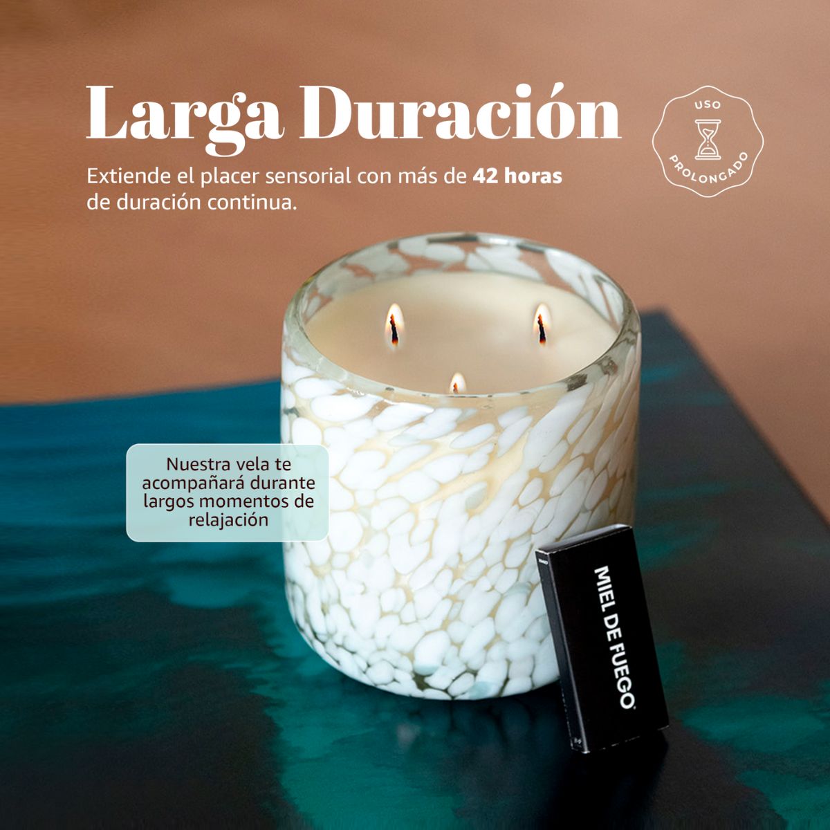 Vela Aromatica de Cera de Soya 100% Artesanal  - Miel de Fuego - Aroma Flor de Cactus y Jade 