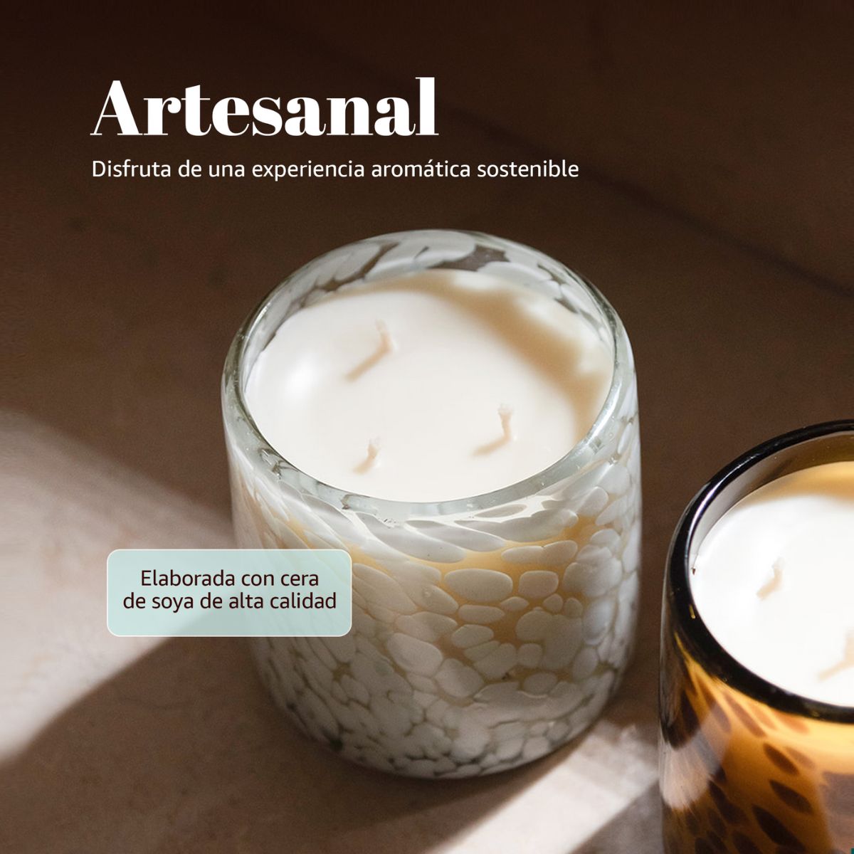 Vela Aromatica de Cera de Soya 100% Artesanal  - Miel de Fuego - Aroma Flor de Cactus y Jade 