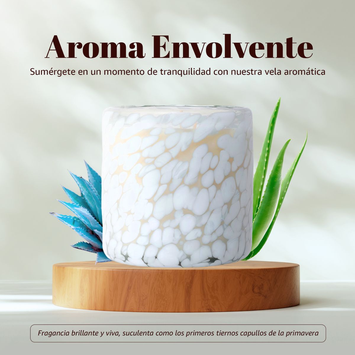 Vela Aromatica de Cera de Soya 100% Artesanal  - Miel de Fuego - Aroma Flor de Cactus y Jade 