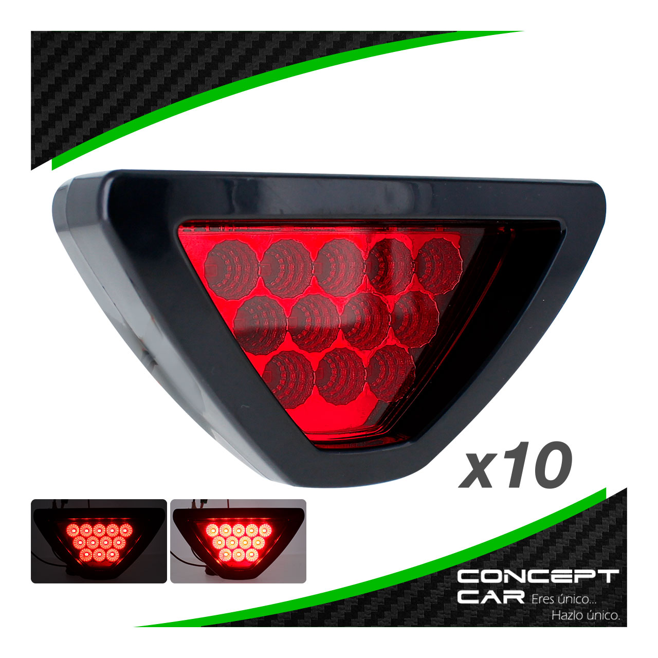 10 Stop Tipo Formula 1 Auto Moto 12 Led 3 Funciones Universal