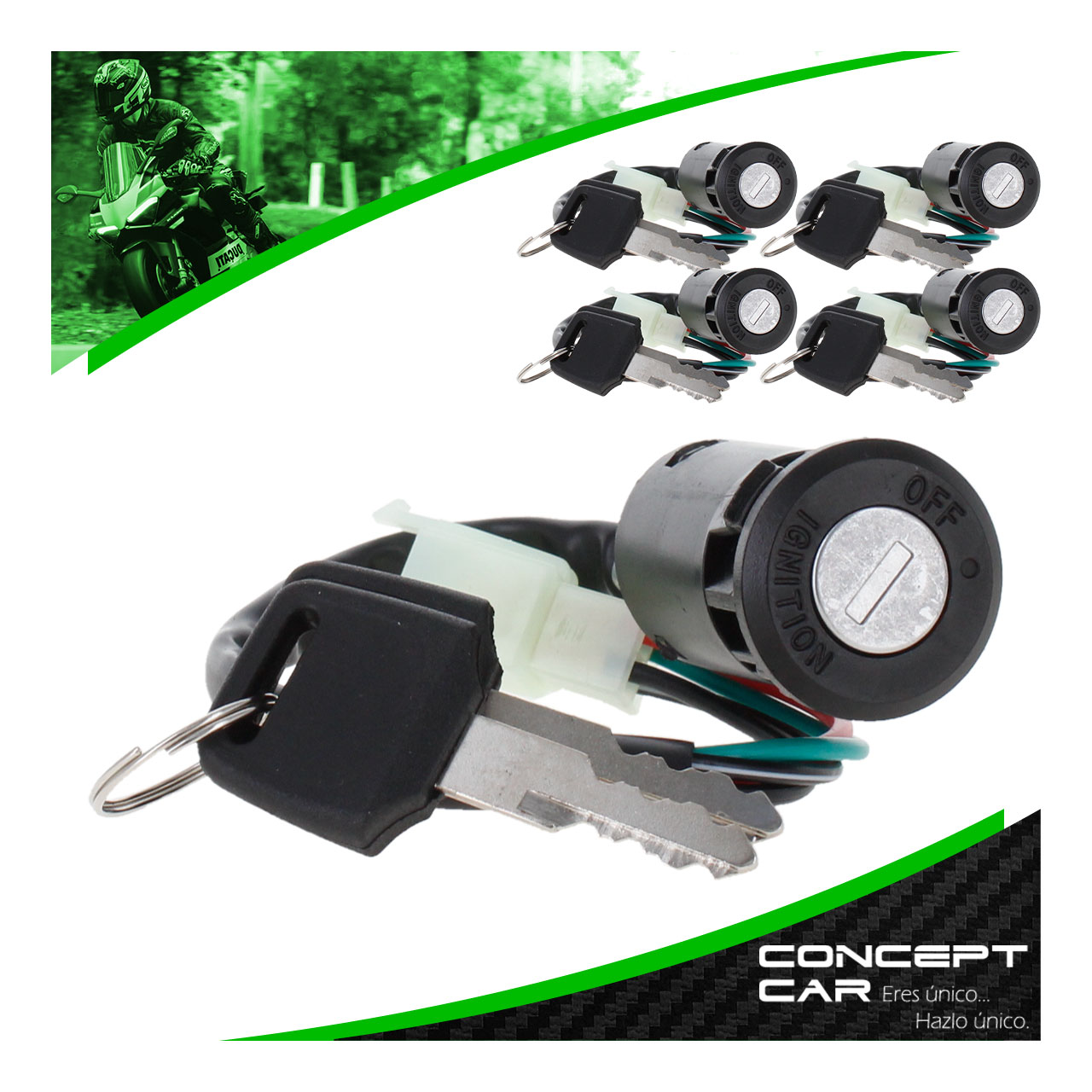 5 Switch De Arranque Apagador Universal Para Moto Con Llaves