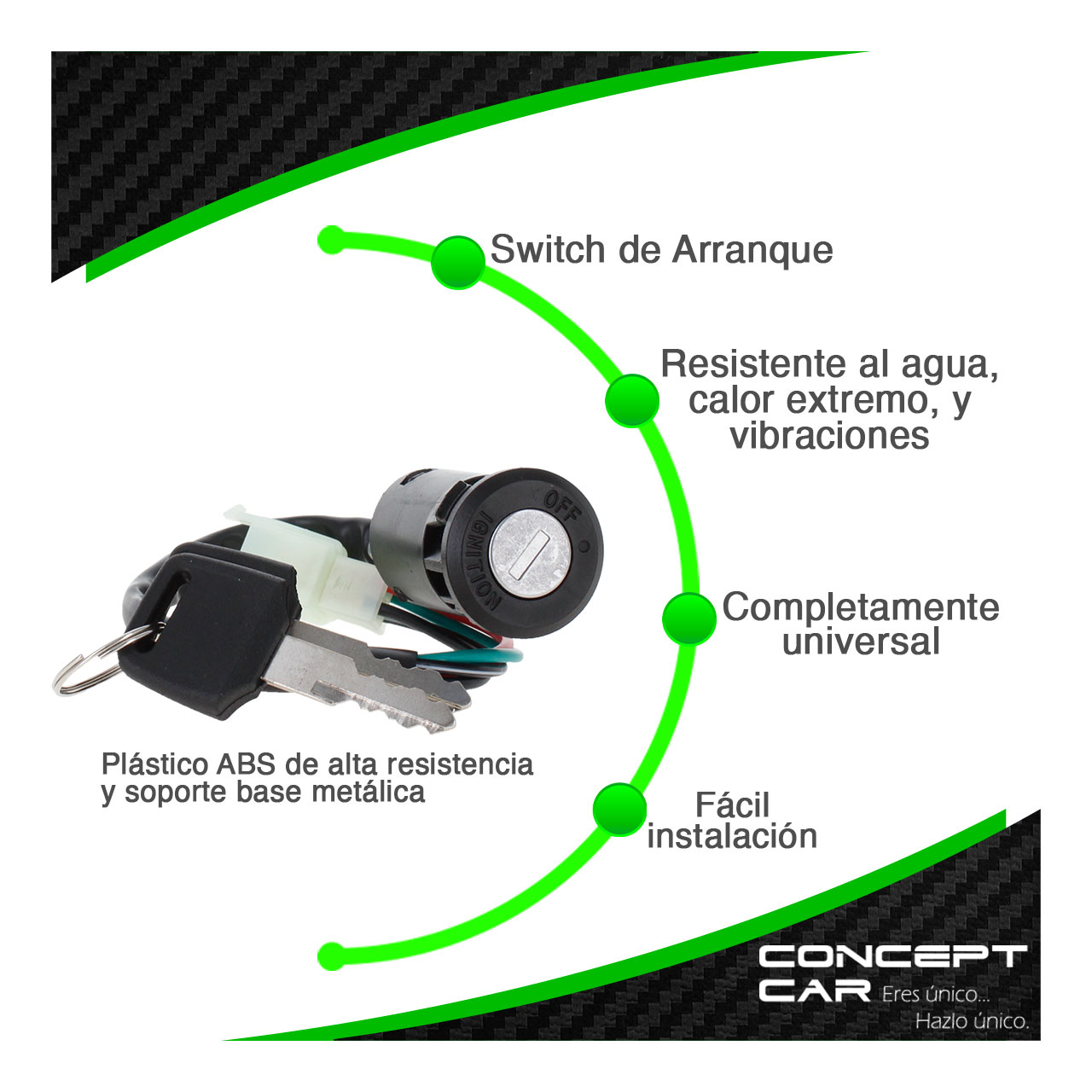 5 Switch De Arranque Apagador Universal Para Moto Con Llaves