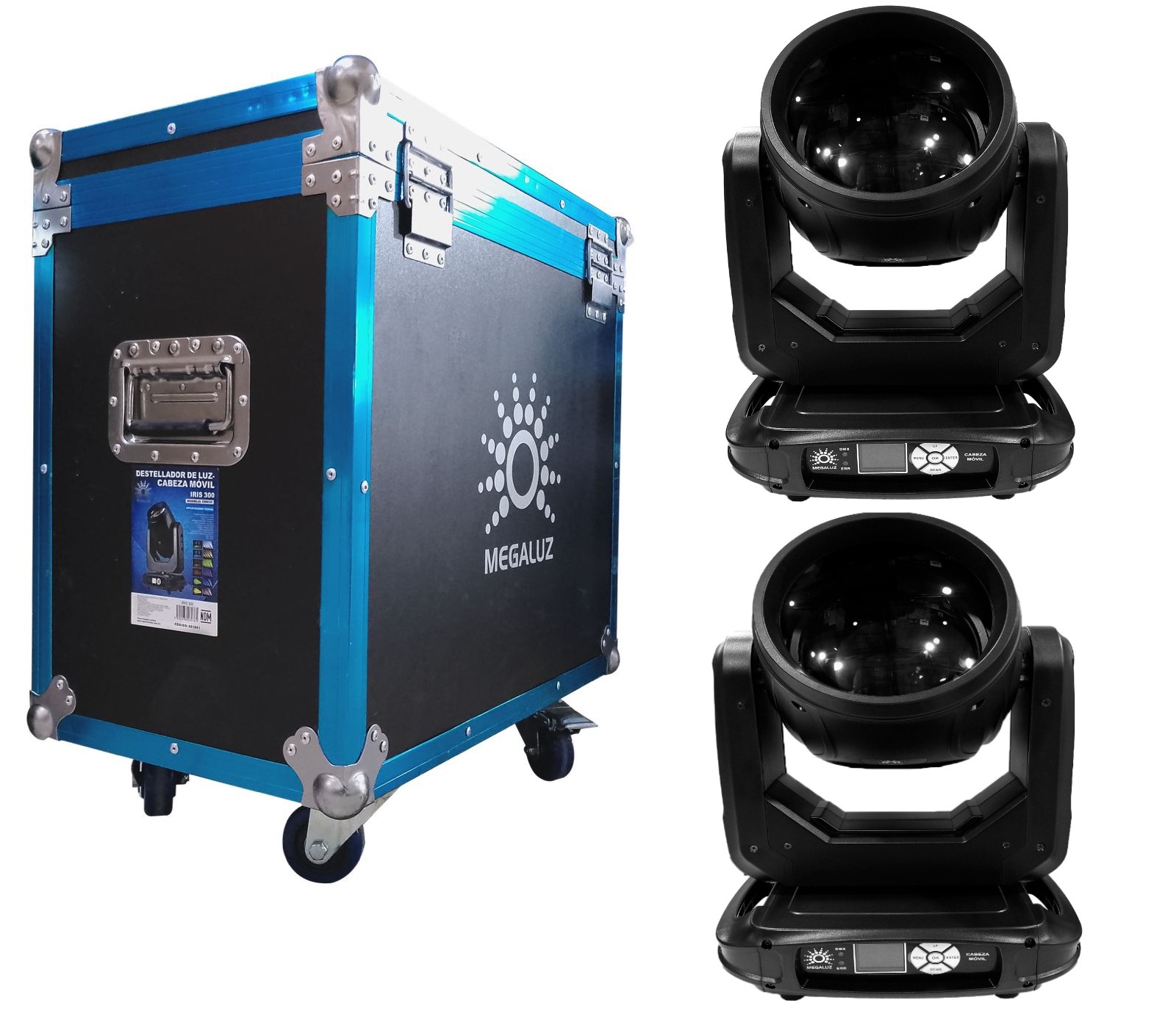 Juego De Cabeza Movil 295w MEGALUZ IRIS 300 beam 12r  Incluye Case