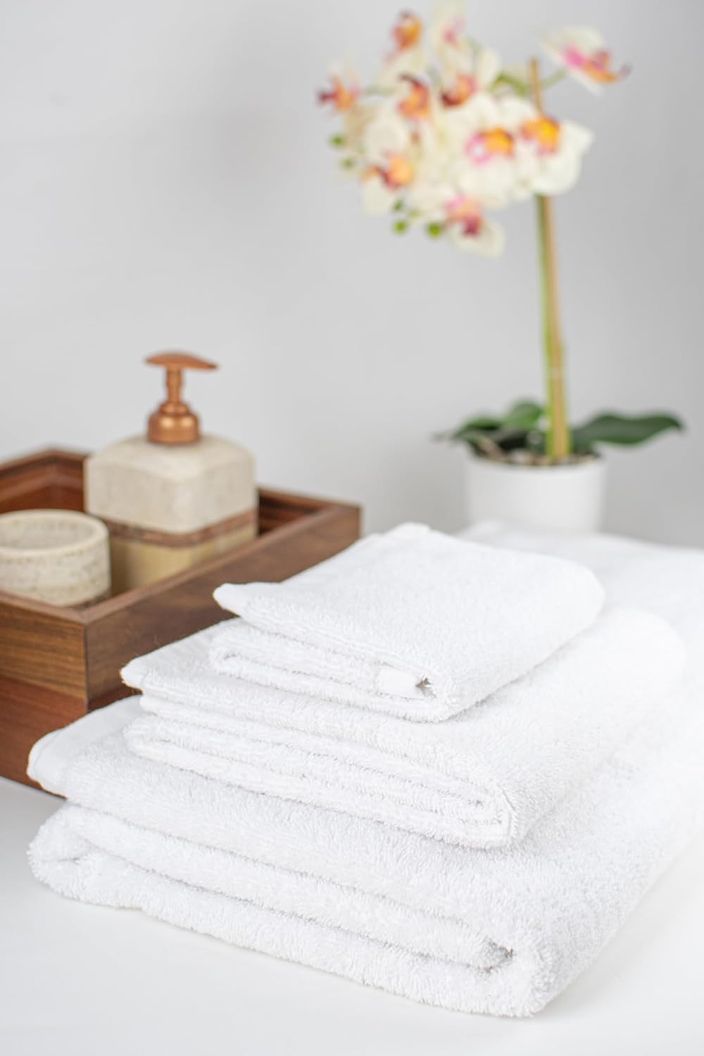 GILA Toalla para Manos de Algodón linea Essentials I Paquete de 10 Toallas Blancas para Baño