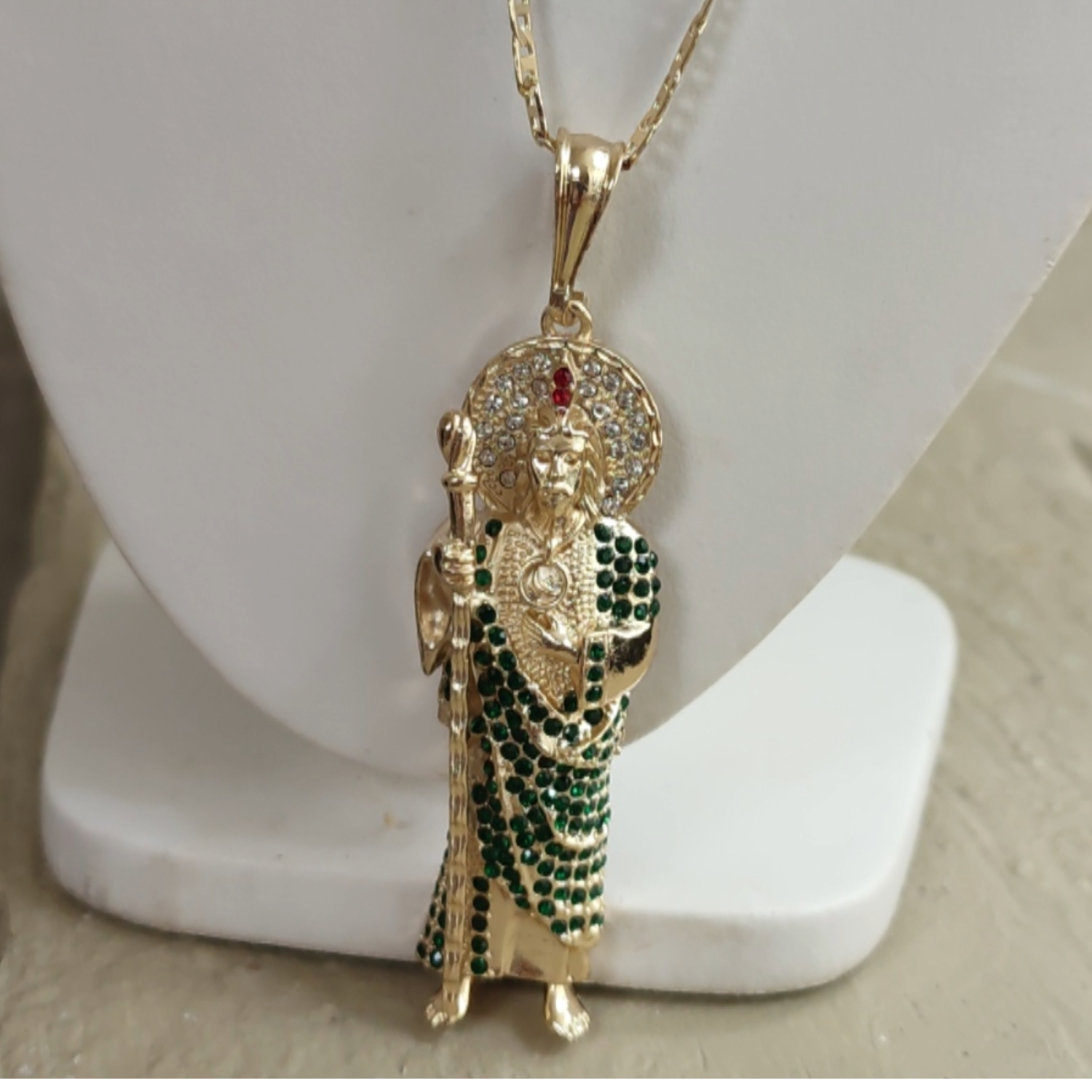 Collar de San Judas Tadeo de oro laminado de 18kilates, colgante de San judas.