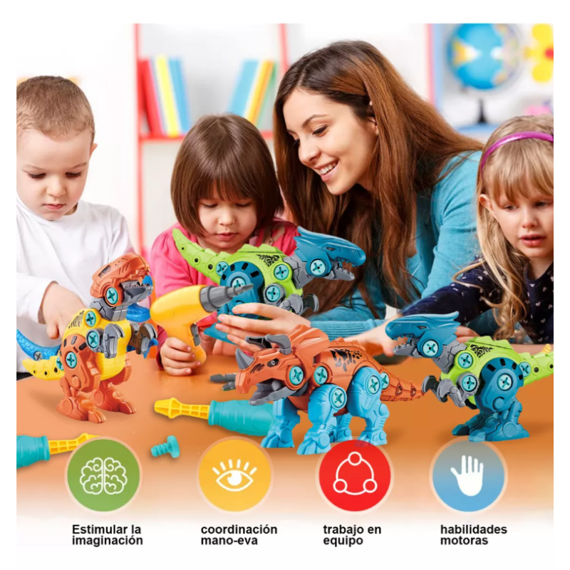 Dinosaurio De Juguete Con Taladro Eléctrico Para Niños 4pcs.