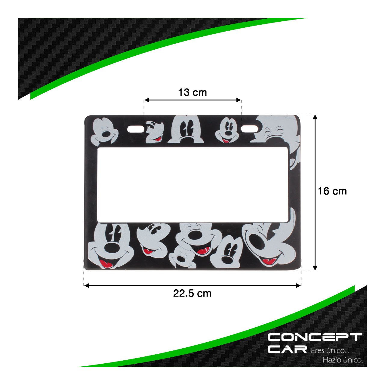 Marco Portaplaca Moto Plastico Logo Impreso Mickey Mouse