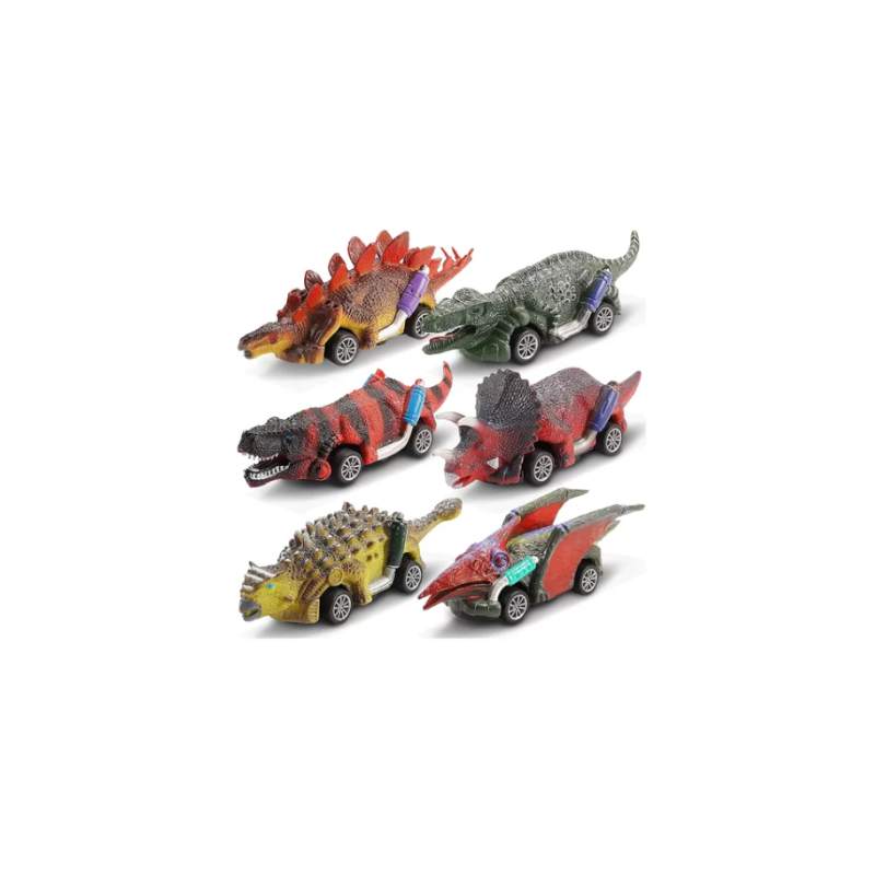 Juguetes De Dinosaurio 6 Carritos Coches Pull-back Tracción.